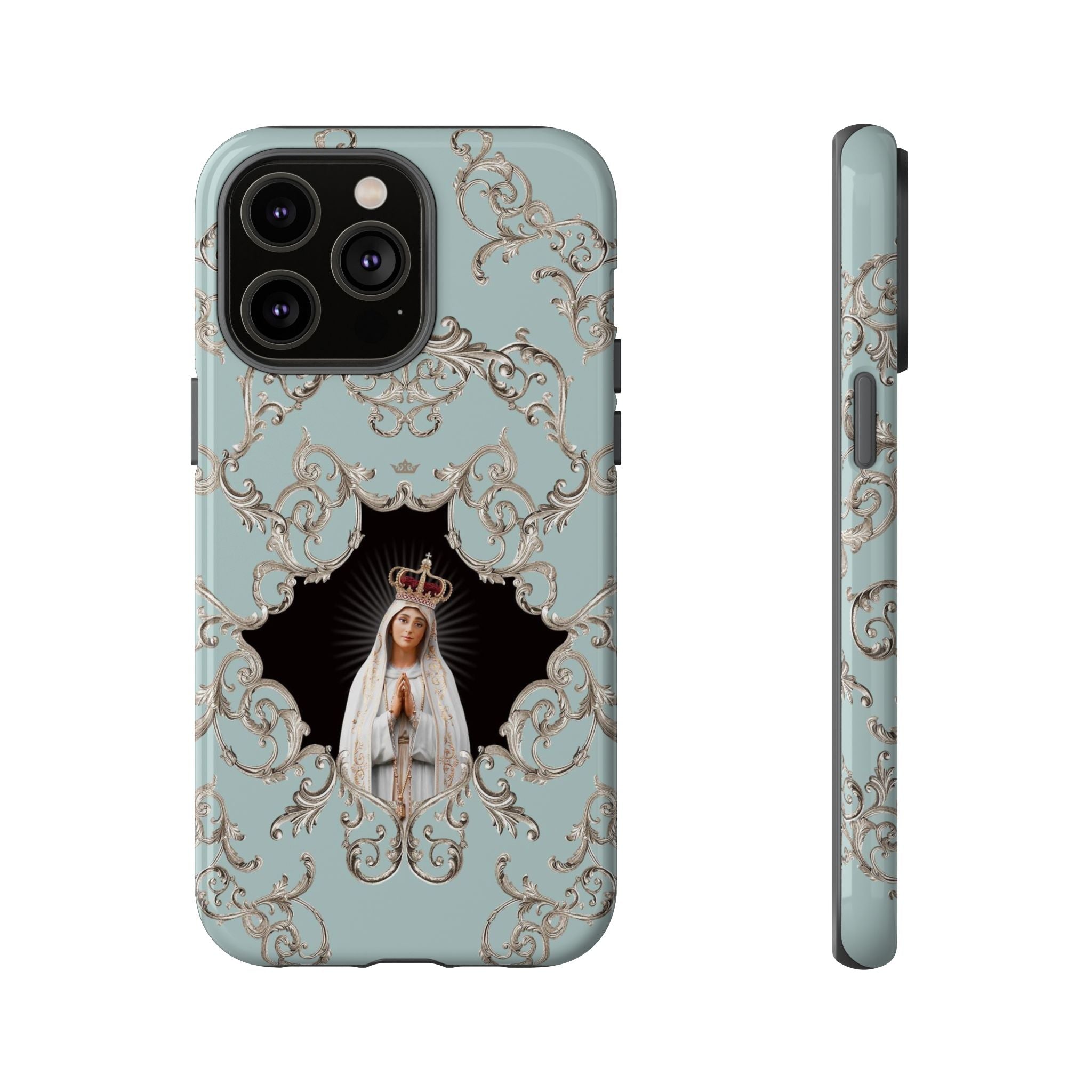 Our Lady of Fatima Hard Phone Case (Baroque Blue)