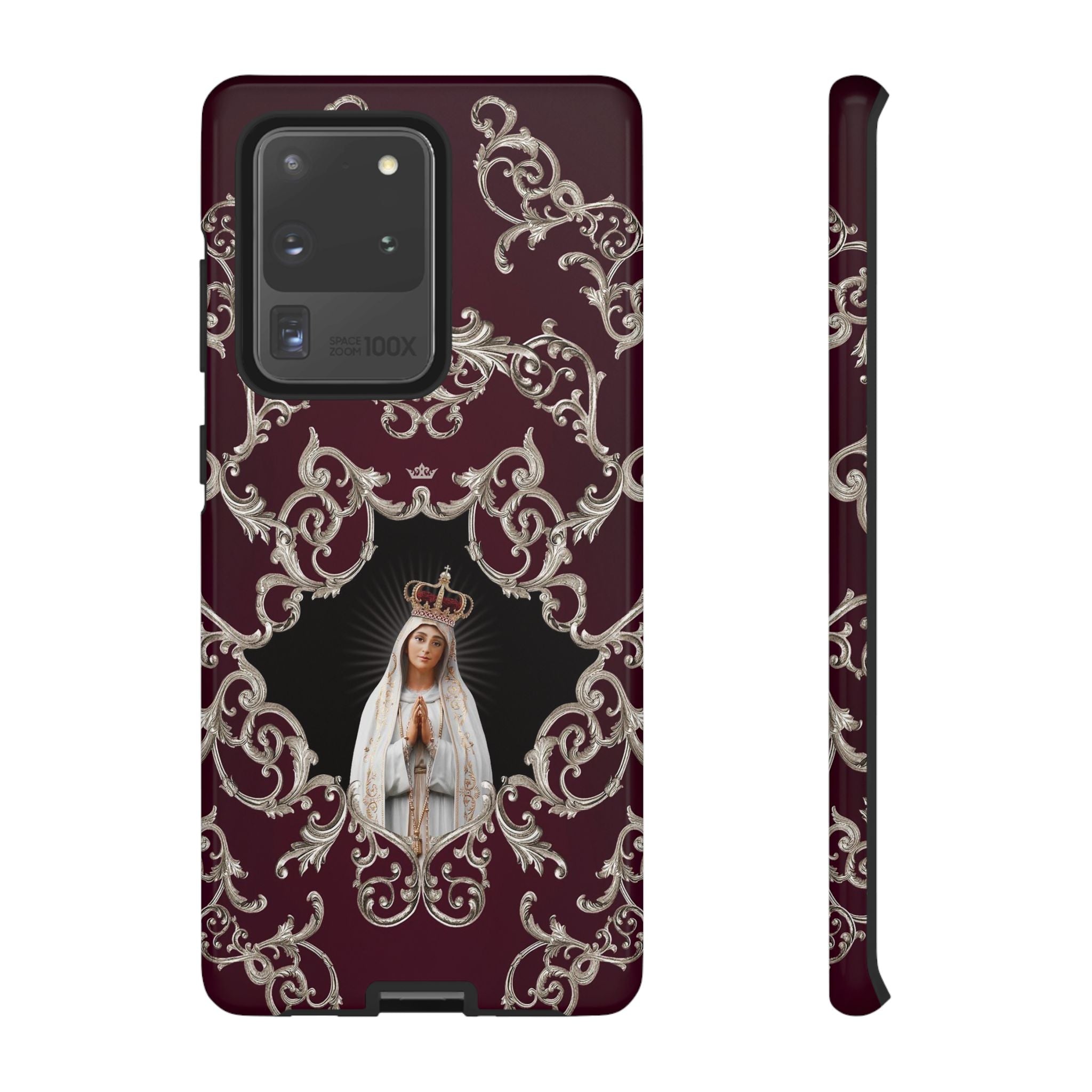 Our Lady of Fatima Hard Phone Case (Baroque Mahogany)