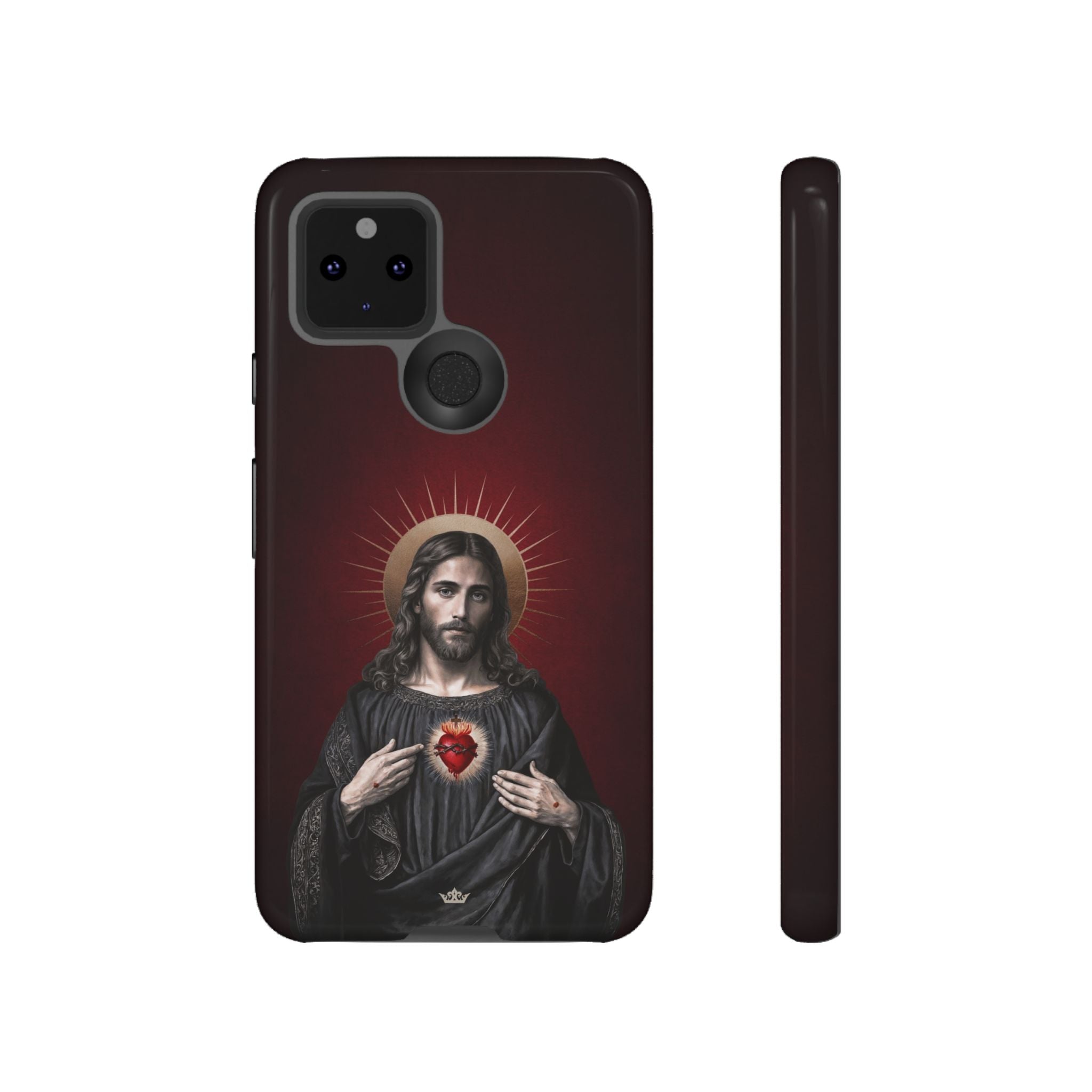 Sacred Heart of Jesus Hard Phone Case (Vintage Garnet)