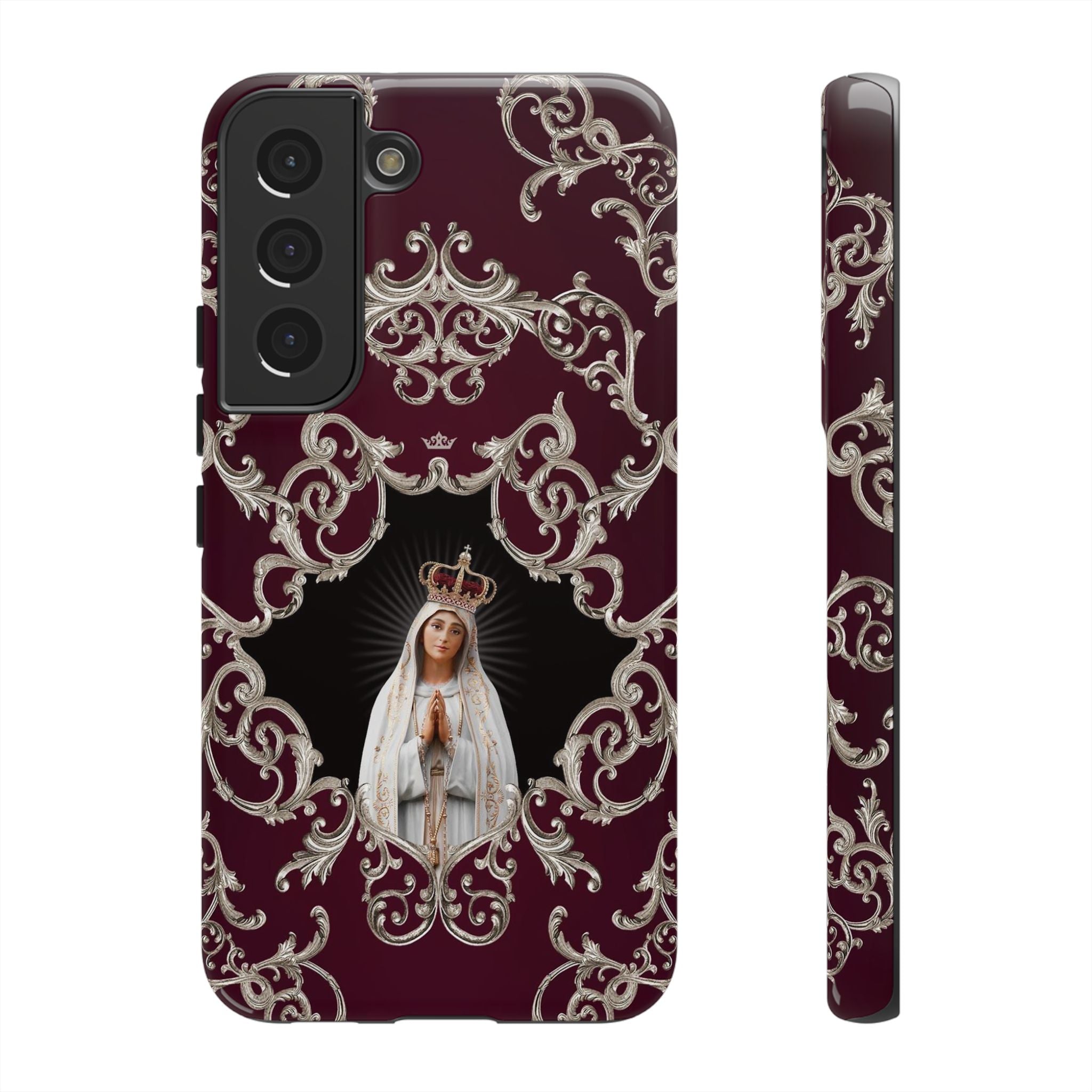 Our Lady of Fatima Hard Phone Case (Baroque Mahogany)