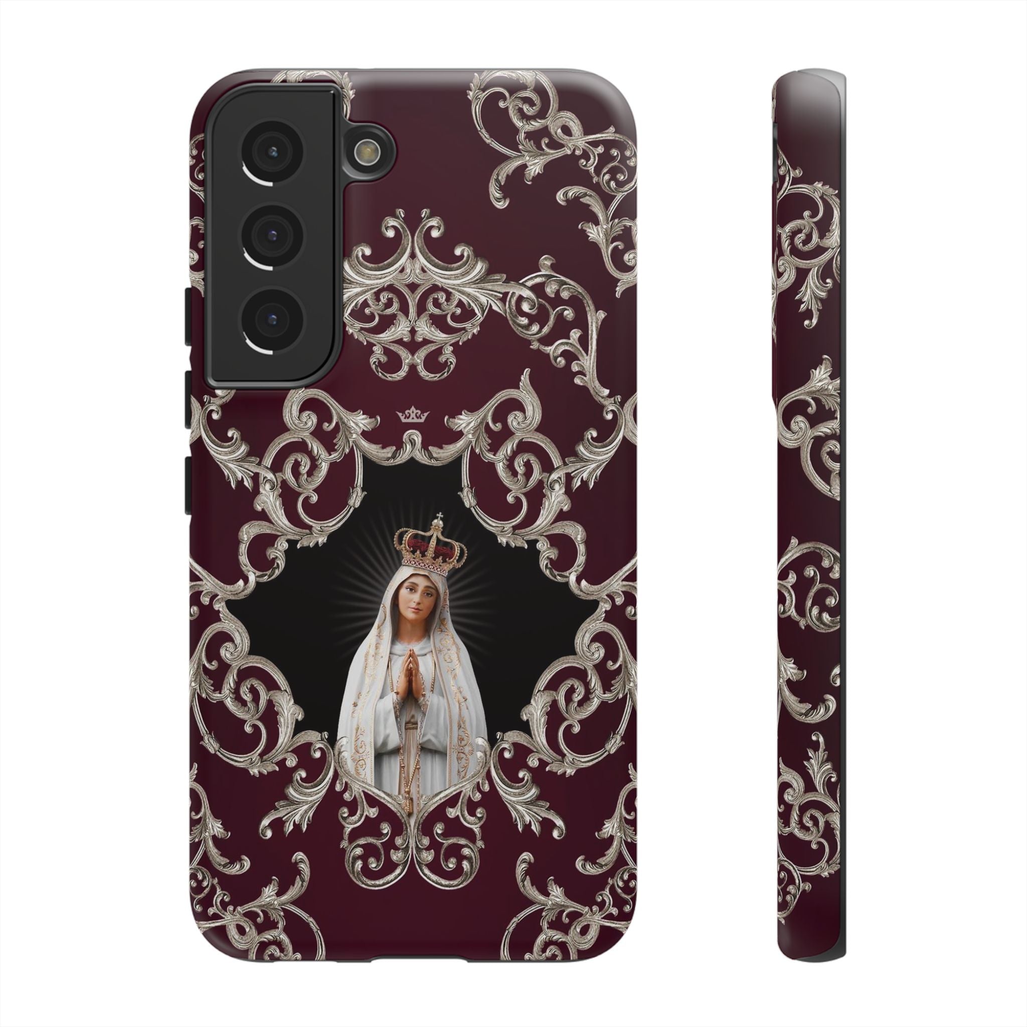 Our Lady of Fatima Hard Phone Case (Baroque Mahogany)