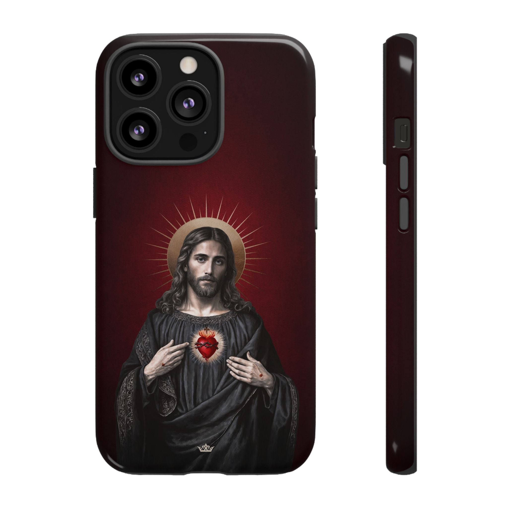 Sacred Heart of Jesus Hard Phone Case (Vintage Garnet)