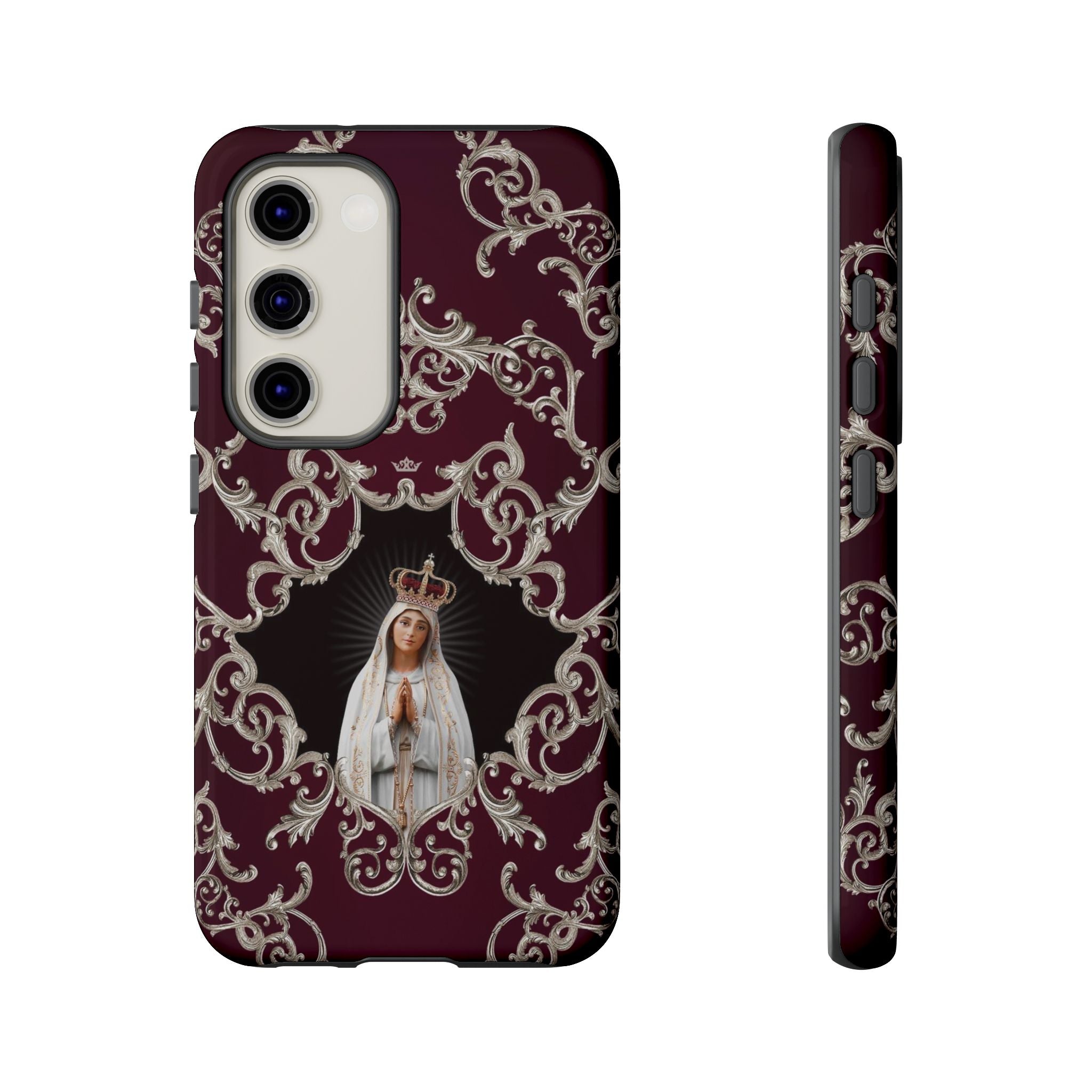 Our Lady of Fatima Hard Phone Case (Baroque Mahogany)