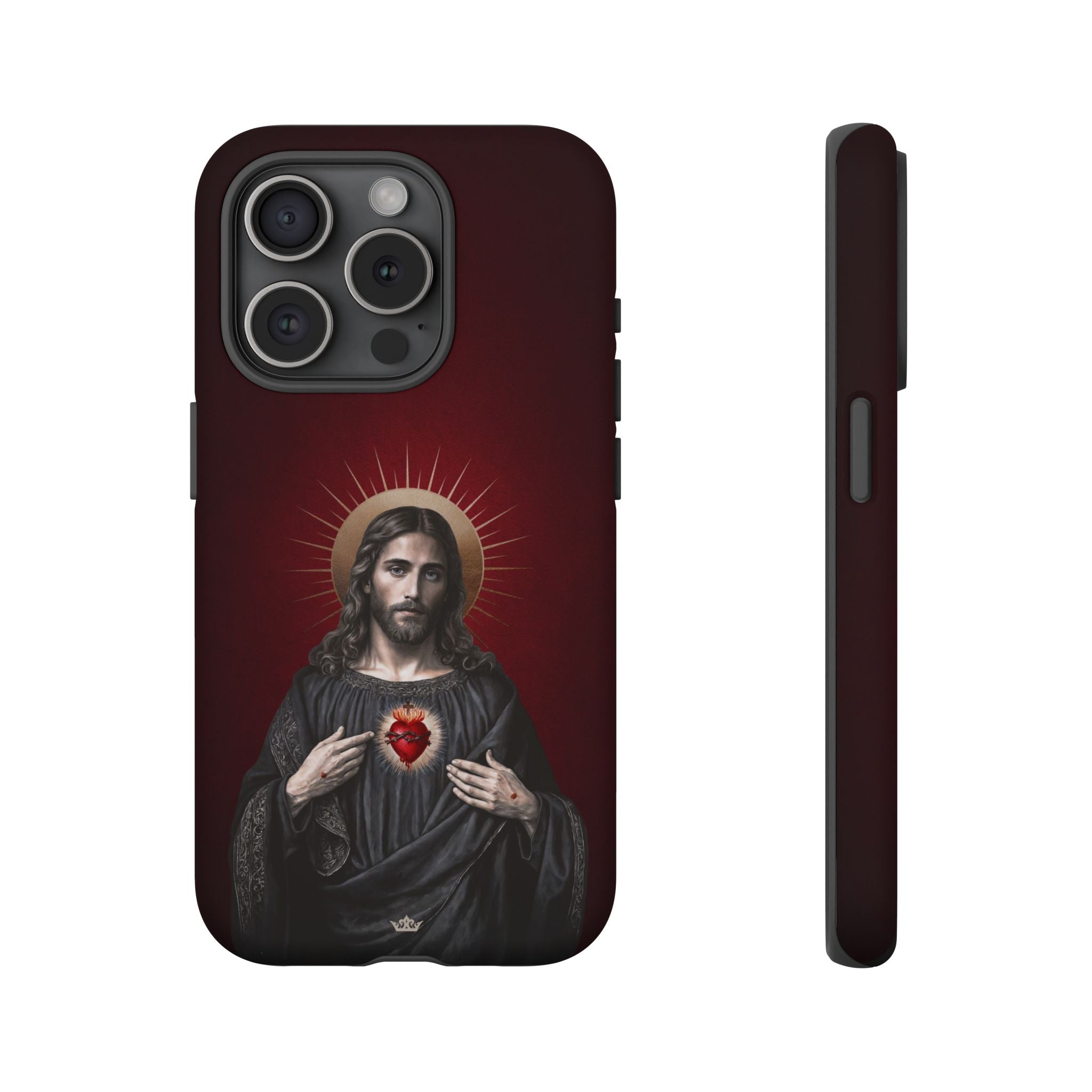 Sacred Heart of Jesus Hard Phone Case (Vintage Garnet)