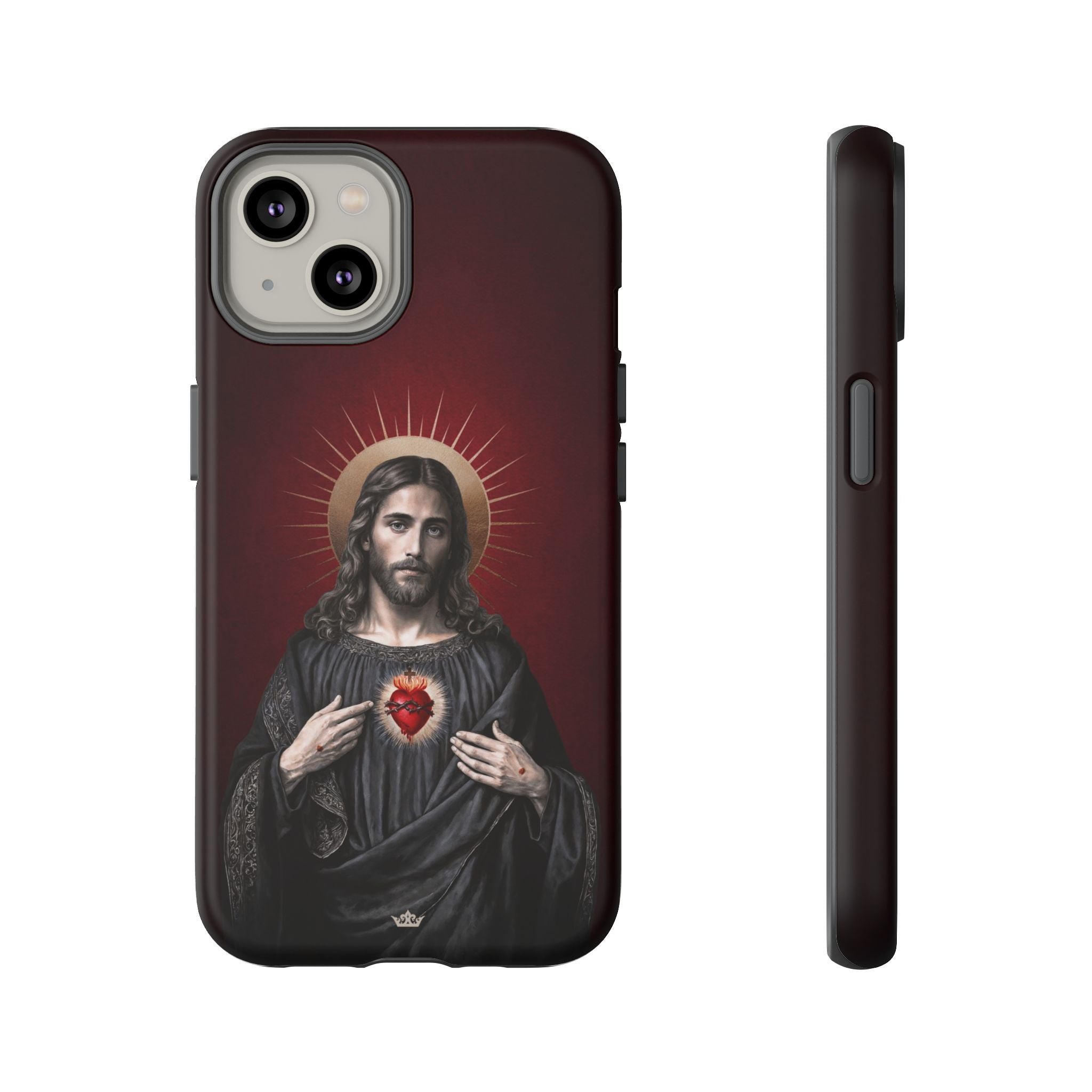 Sacred Heart of Jesus Hard Phone Case (Vintage Garnet)