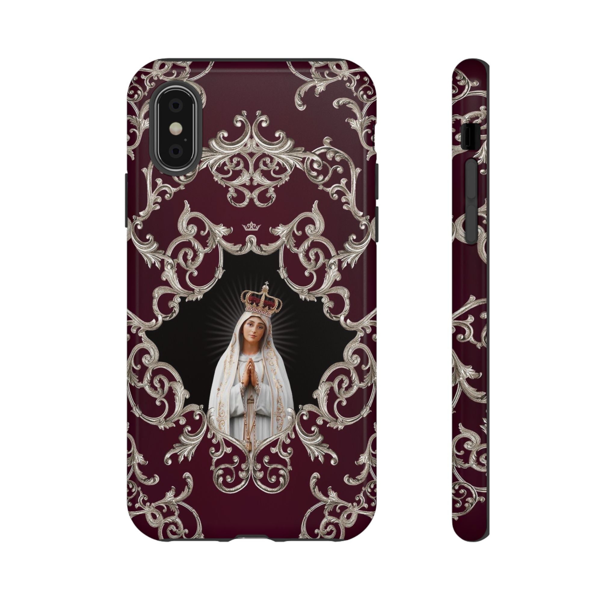 Our Lady of Fatima Hard Phone Case (Baroque Mahogany)