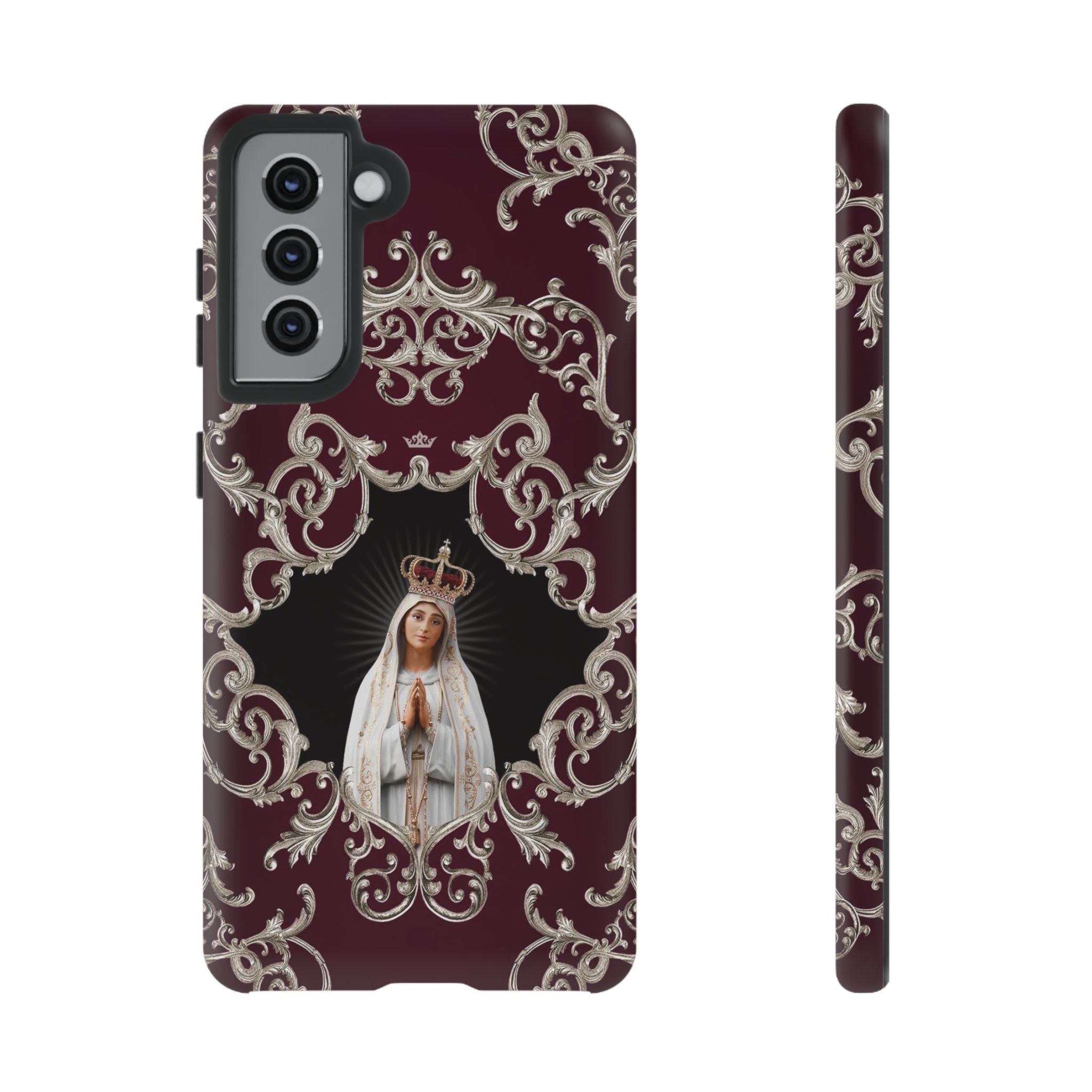 Our Lady of Fatima Hard Phone Case (Baroque Mahogany)