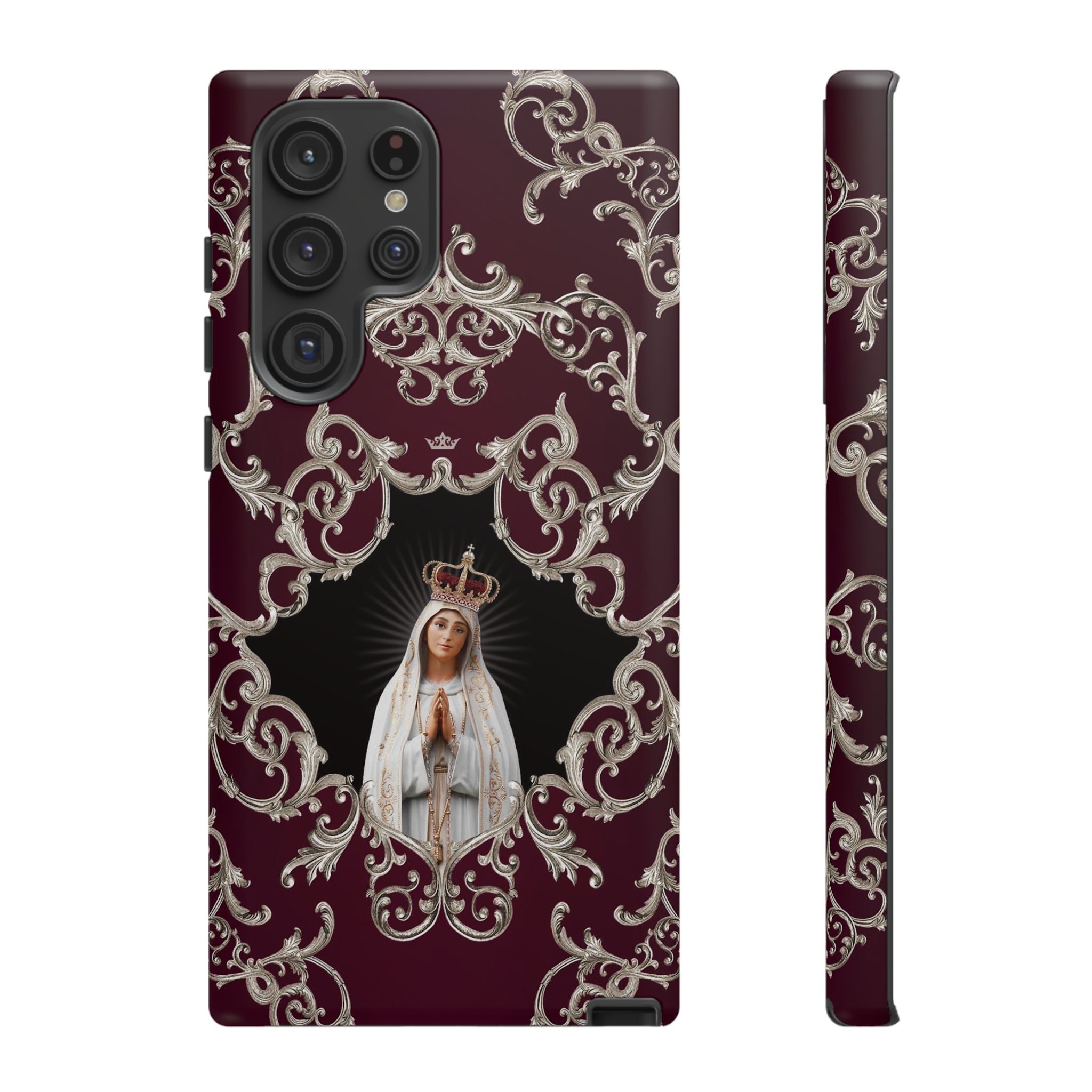 Our Lady of Fatima Hard Phone Case (Baroque Mahogany)