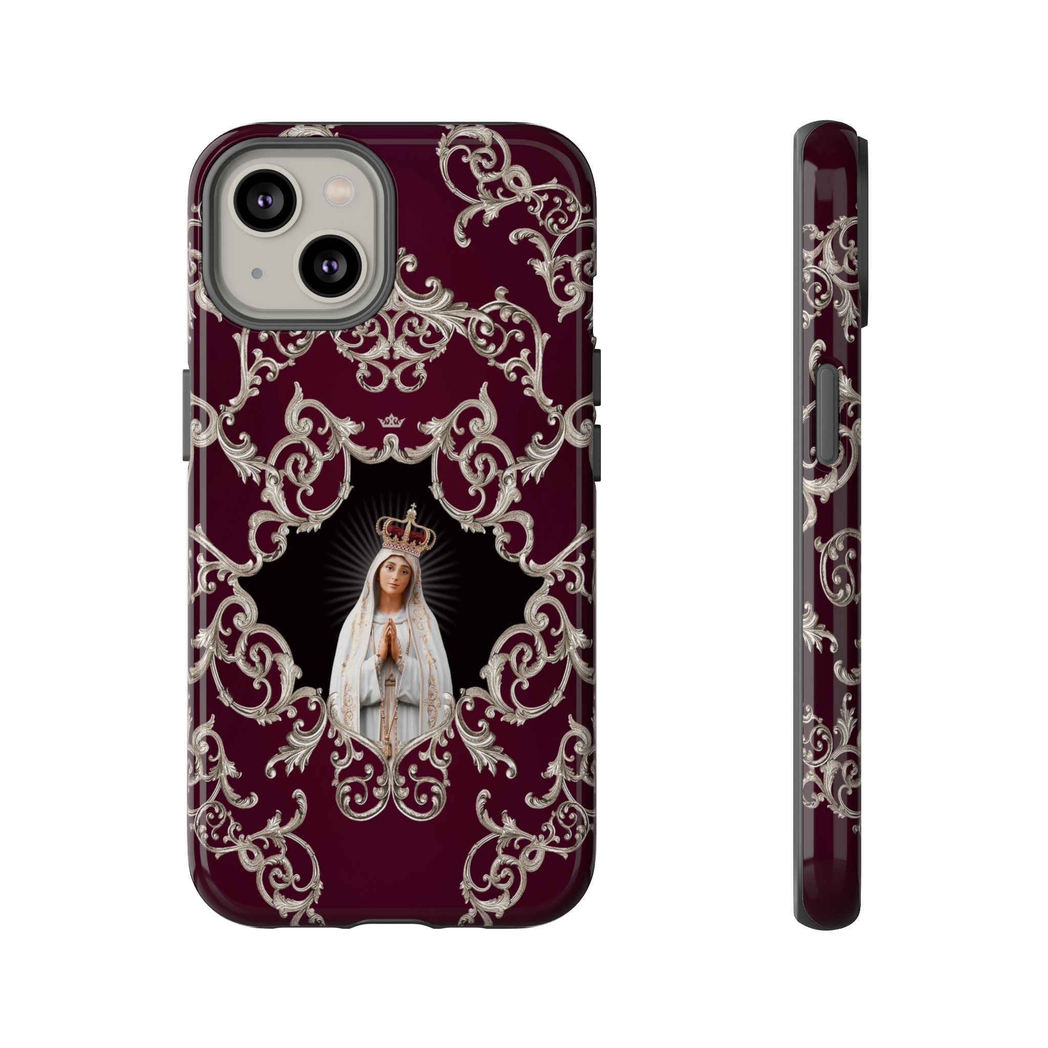 Our Lady of Fatima Hard Phone Case (Baroque Mahogany)