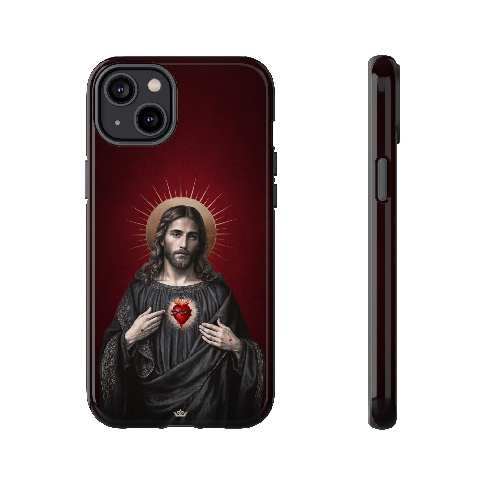 Sacred Heart of Jesus Hard Phone Case (Vintage Garnet)