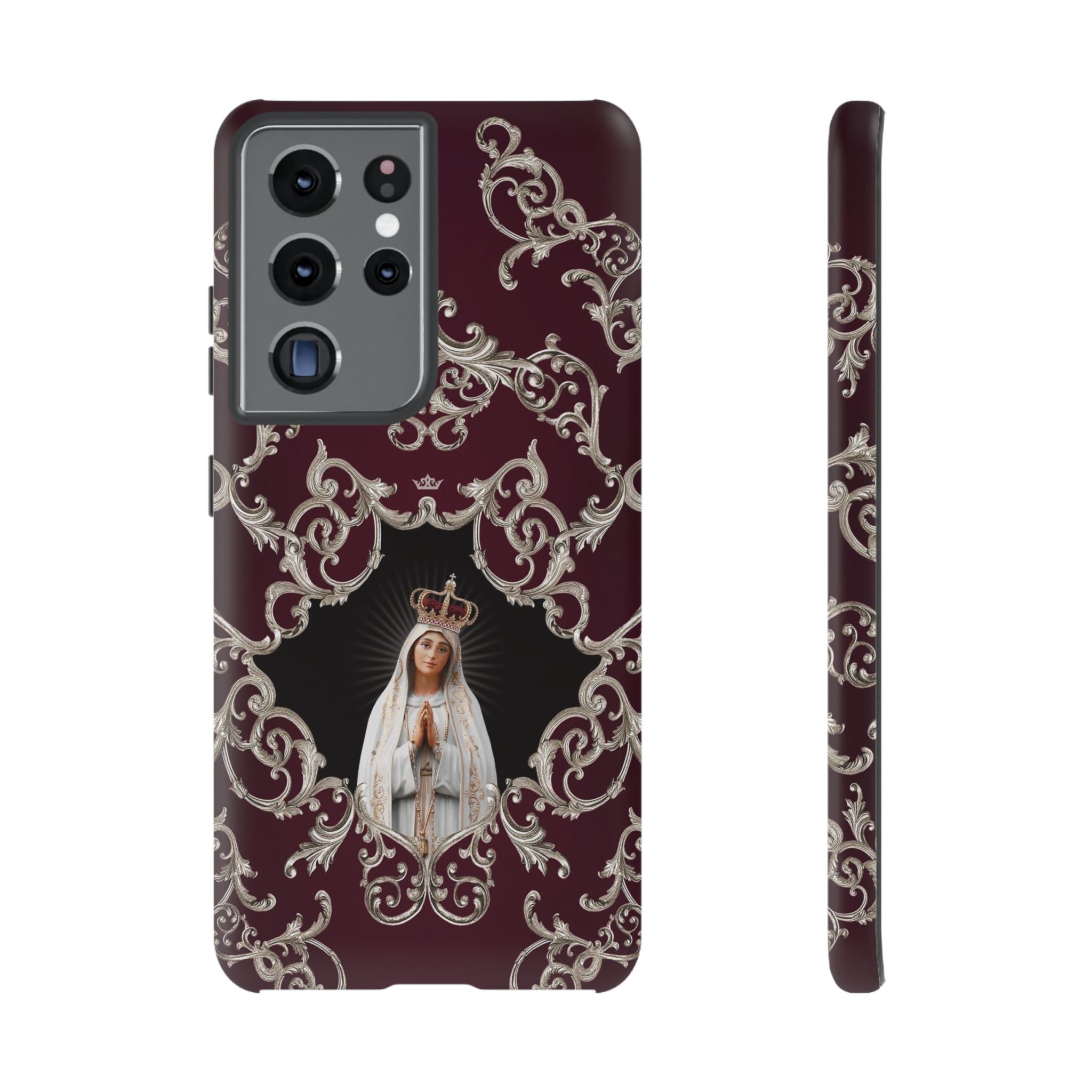 Our Lady of Fatima Hard Phone Case (Baroque Mahogany)