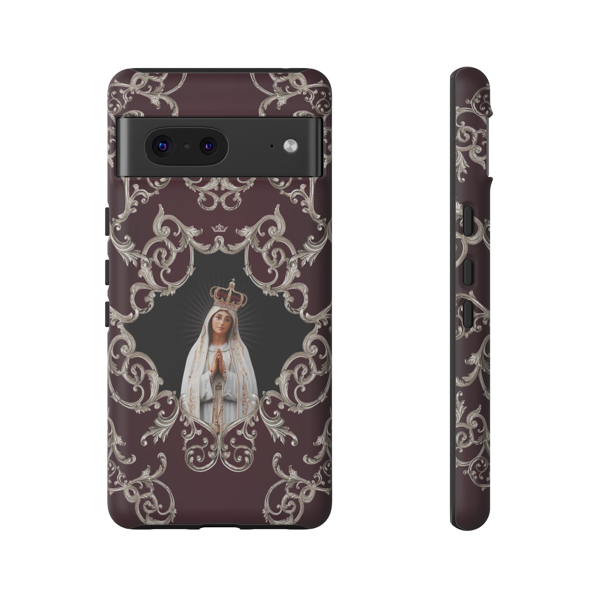 Our Lady of Fatima Hard Phone Case (Baroque Mahogany)