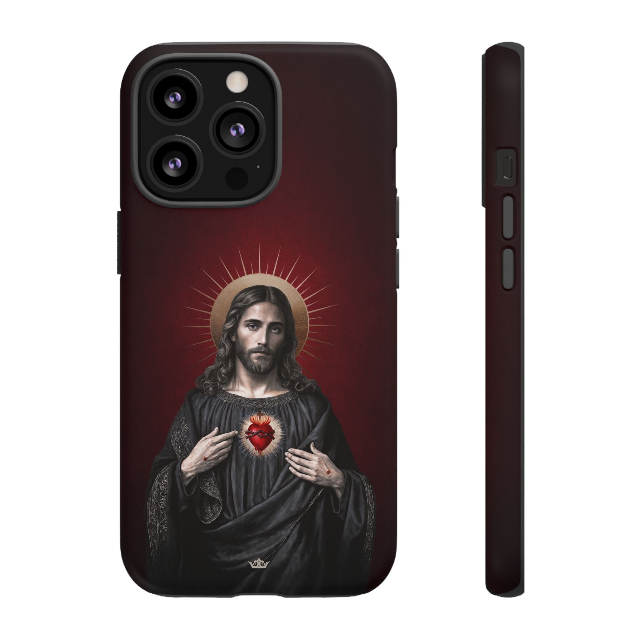 Sacred Heart of Jesus Hard Phone Case (Vintage Garnet)