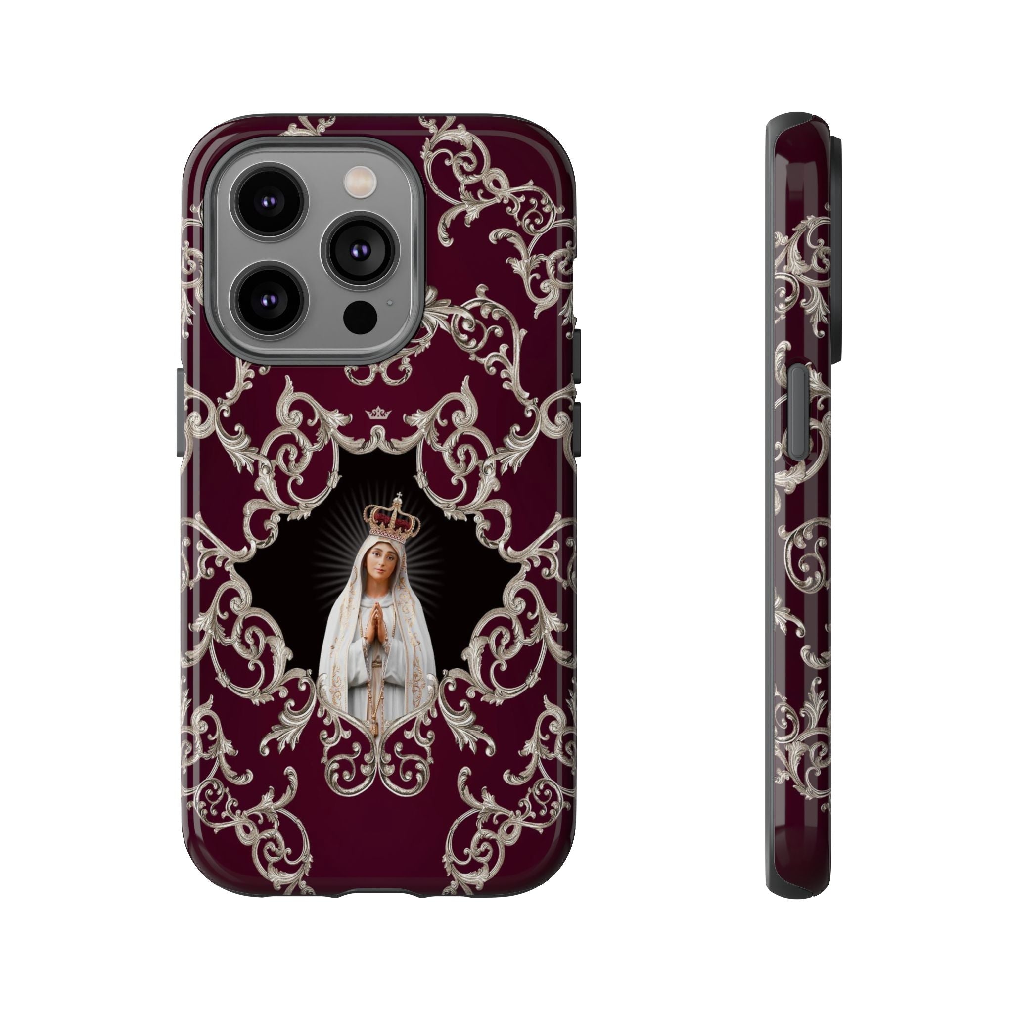 Our Lady of Fatima Hard Phone Case (Baroque Mahogany)