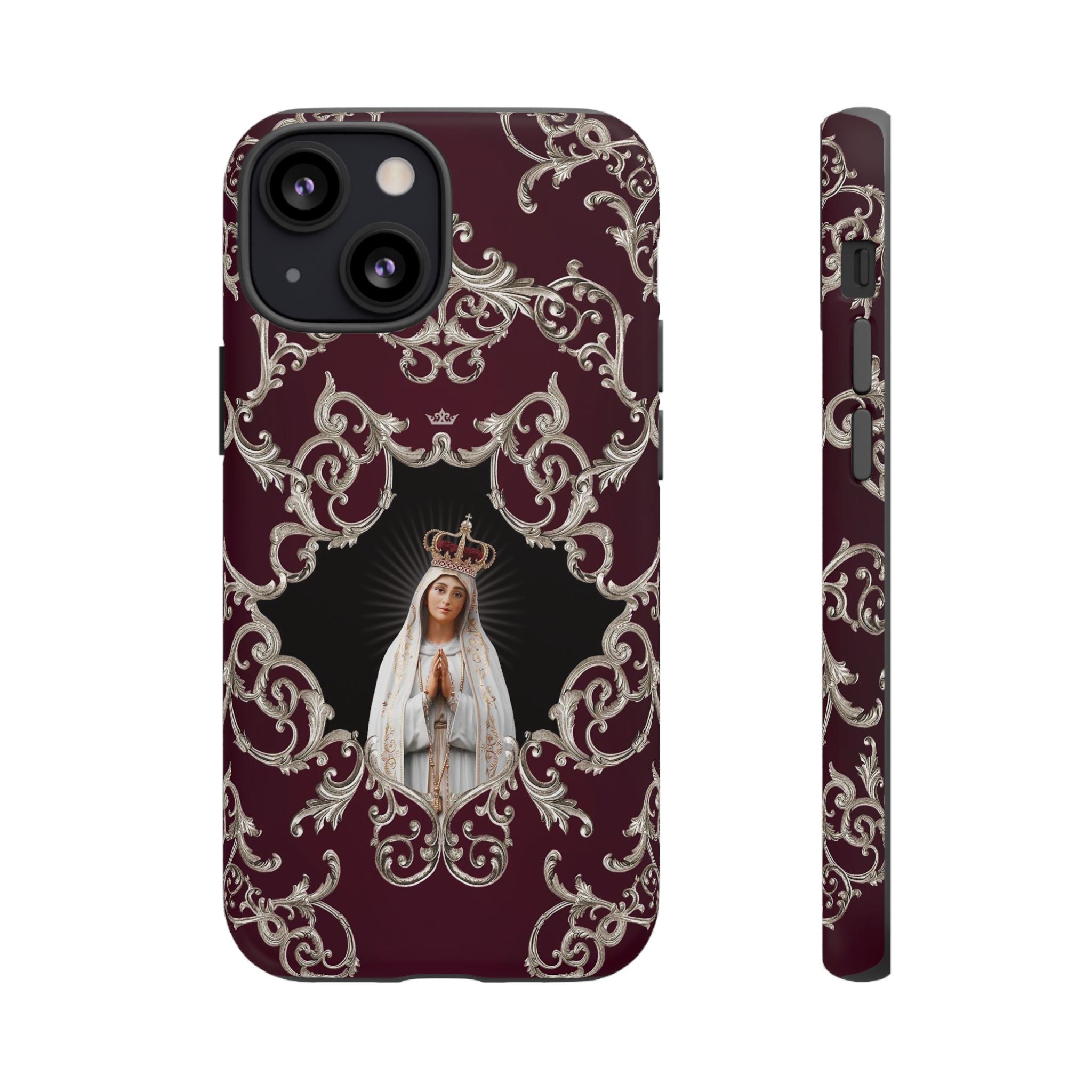 Our Lady of Fatima Hard Phone Case (Baroque Mahogany)