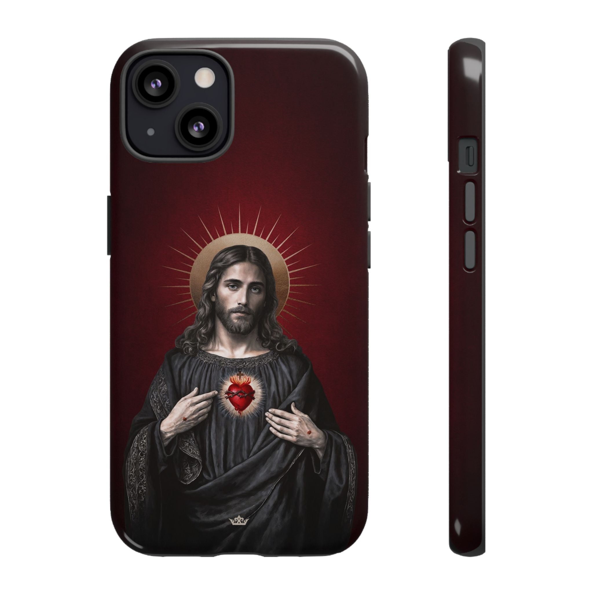 Sacred Heart of Jesus Hard Phone Case (Vintage Garnet)