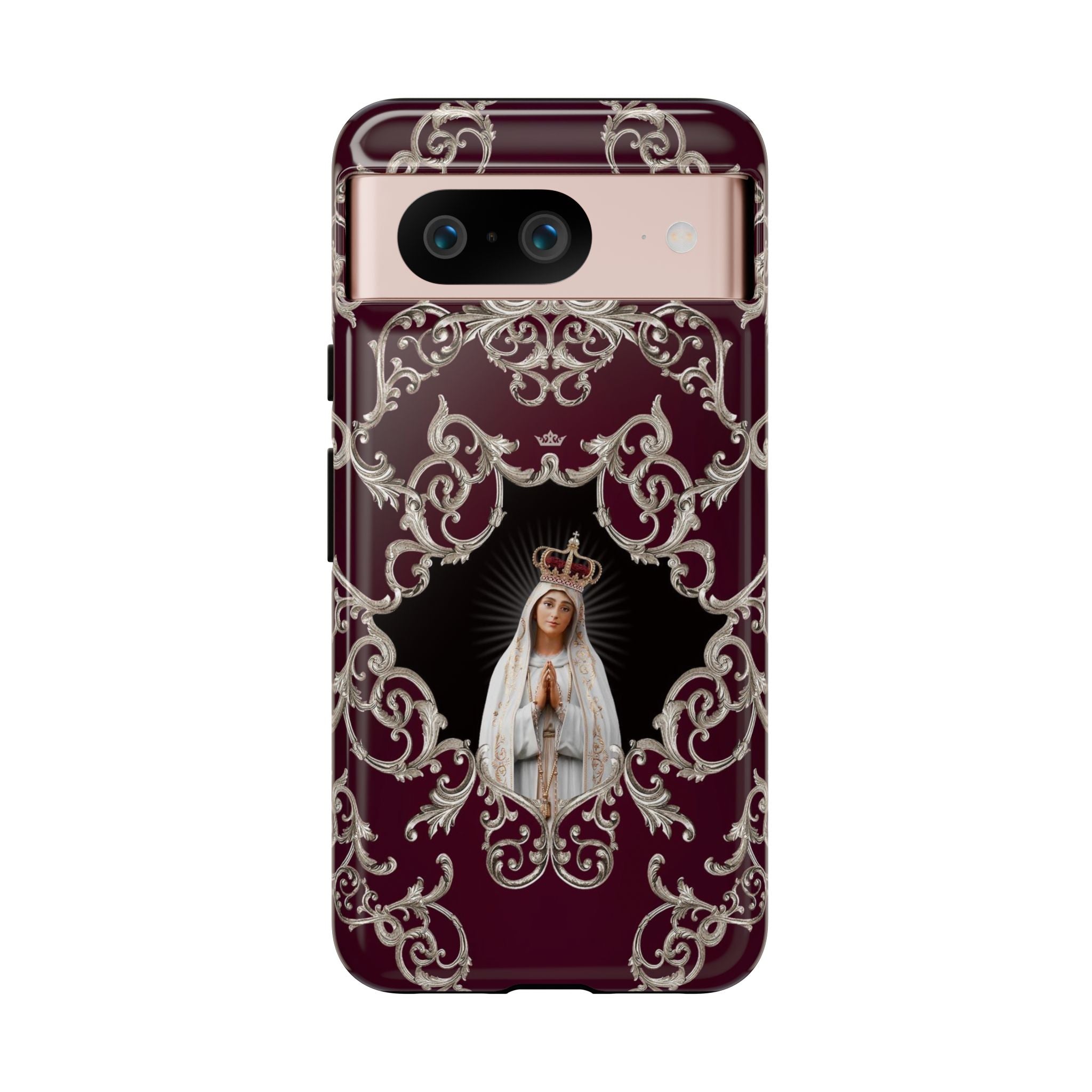 Our Lady of Fatima Hard Phone Case (Baroque Mahogany)