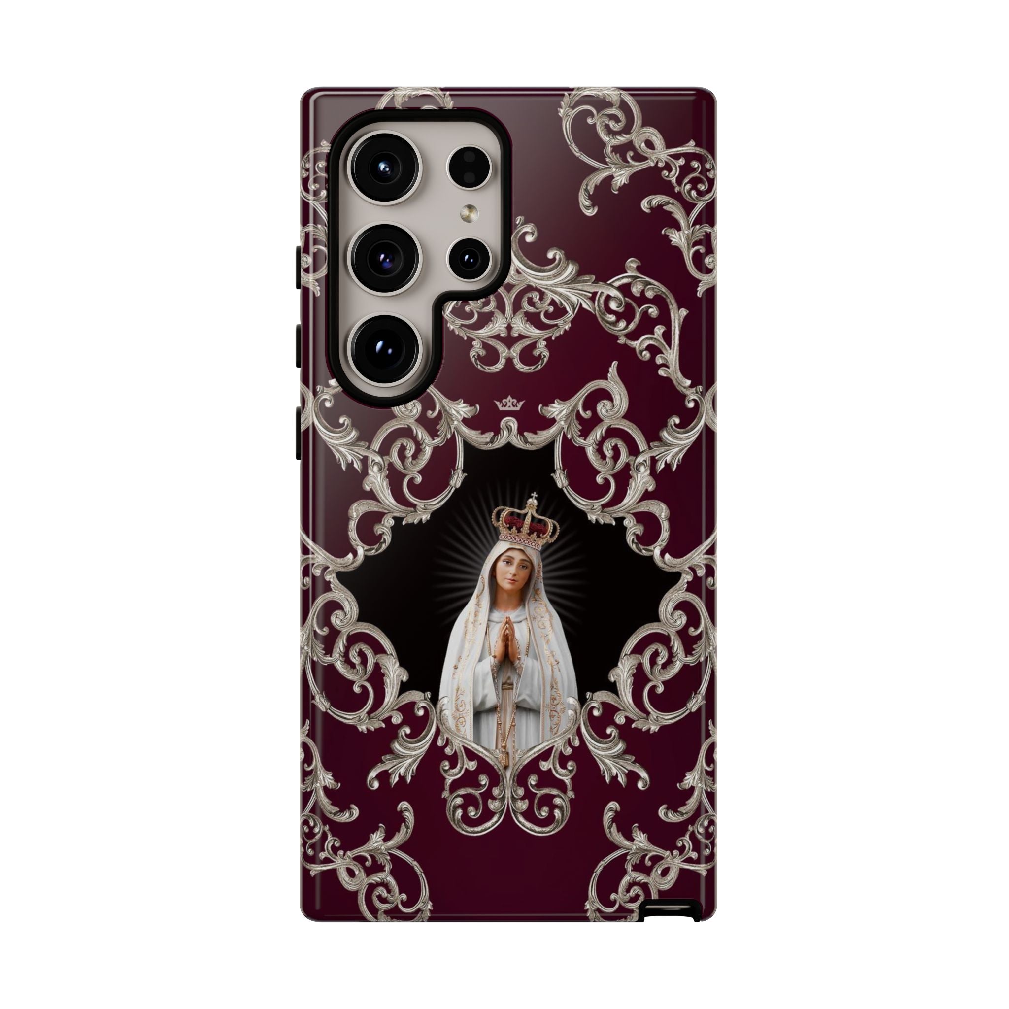 Our Lady of Fatima Hard Phone Case (Baroque Mahogany)