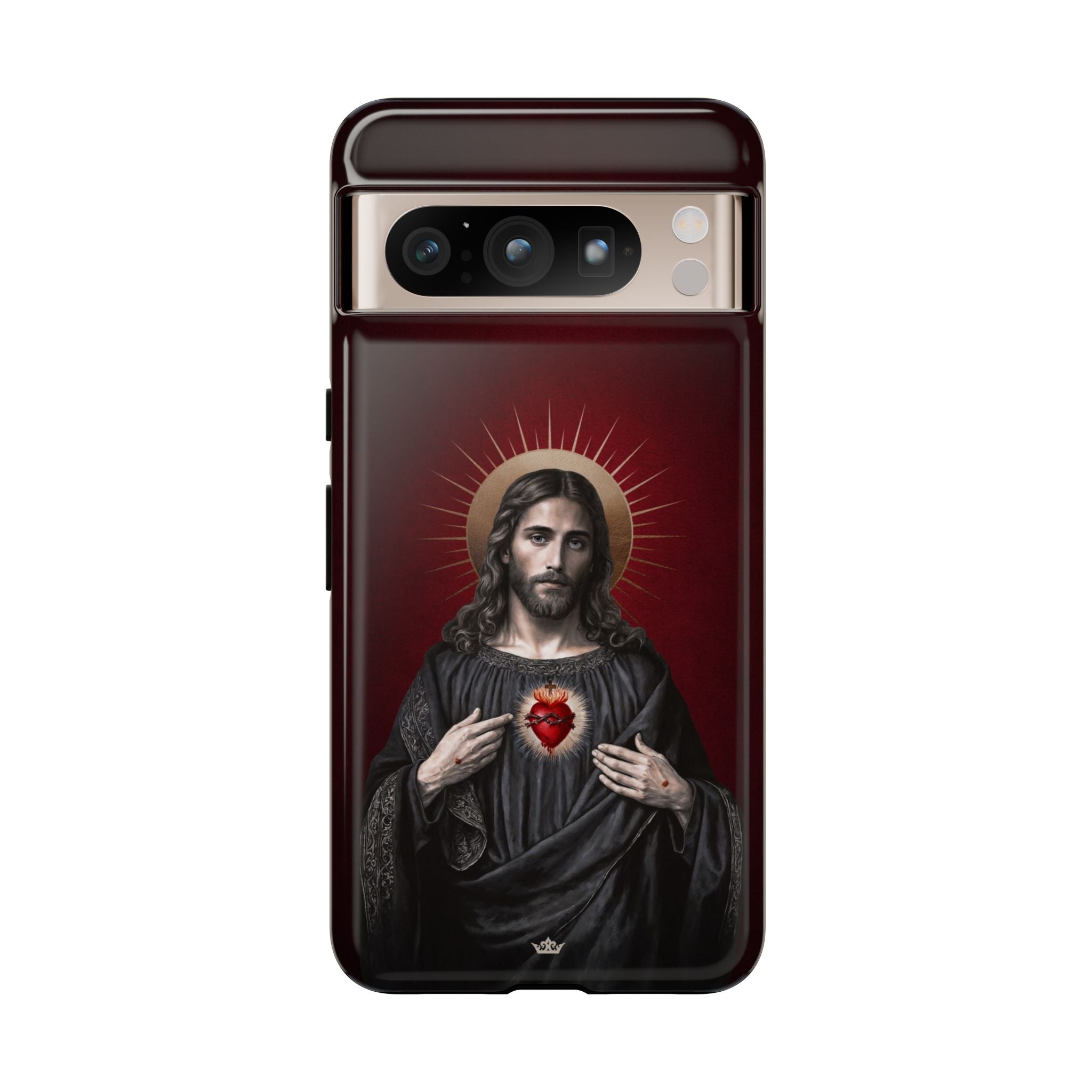 Sacred Heart of Jesus Hard Phone Case (Vintage Garnet)