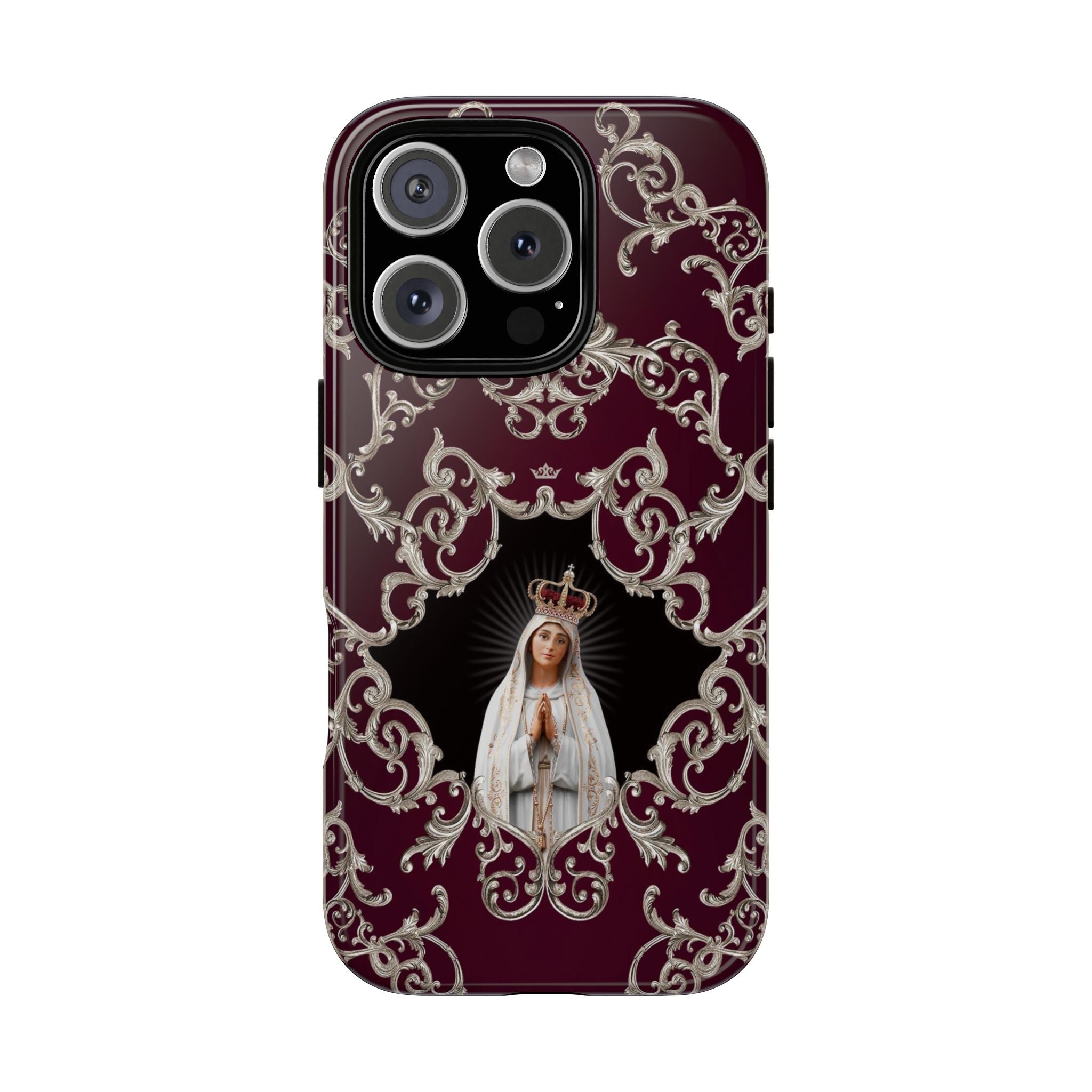 Our Lady of Fatima Hard Phone Case (Baroque Mahogany)