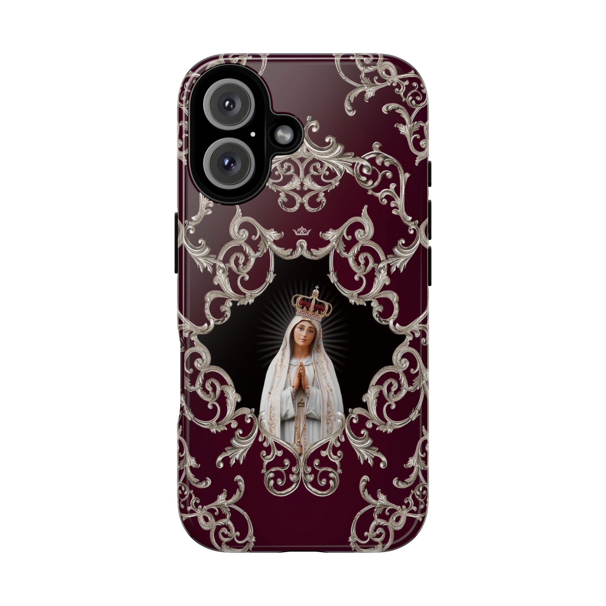 Our Lady of Fatima Hard Phone Case (Baroque Mahogany)