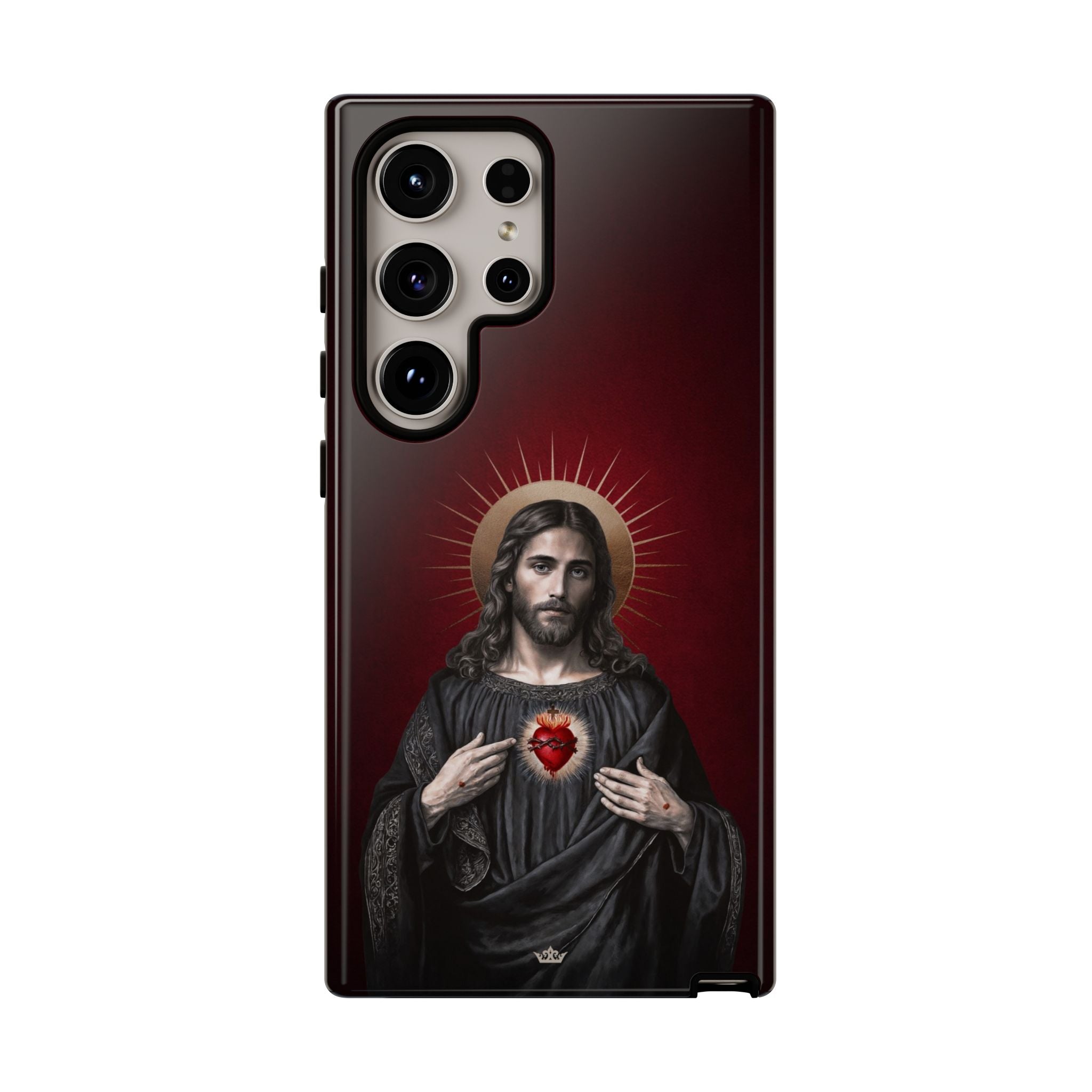 Sacred Heart of Jesus Hard Phone Case (Vintage Garnet)