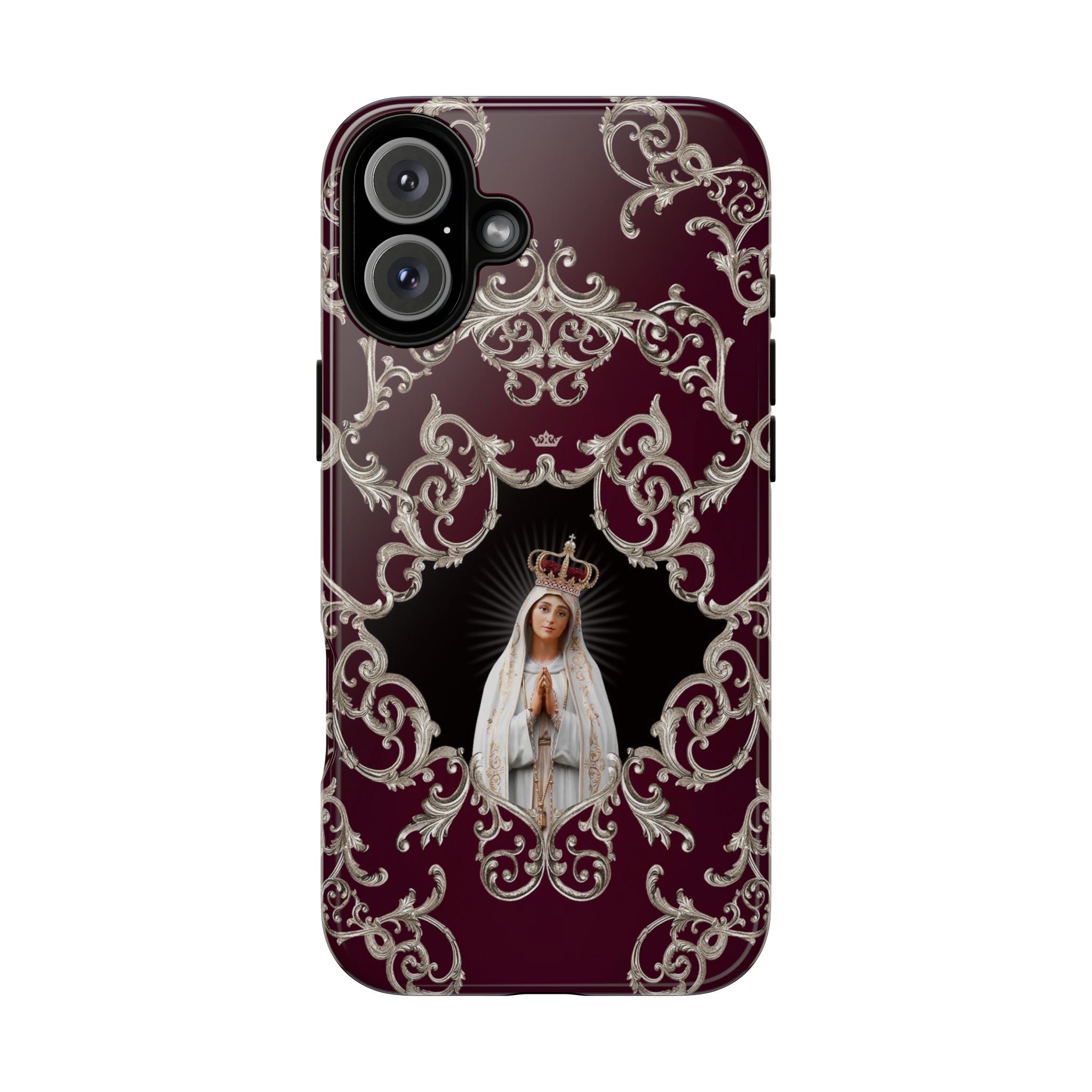 Our Lady of Fatima Hard Phone Case (Baroque Mahogany)