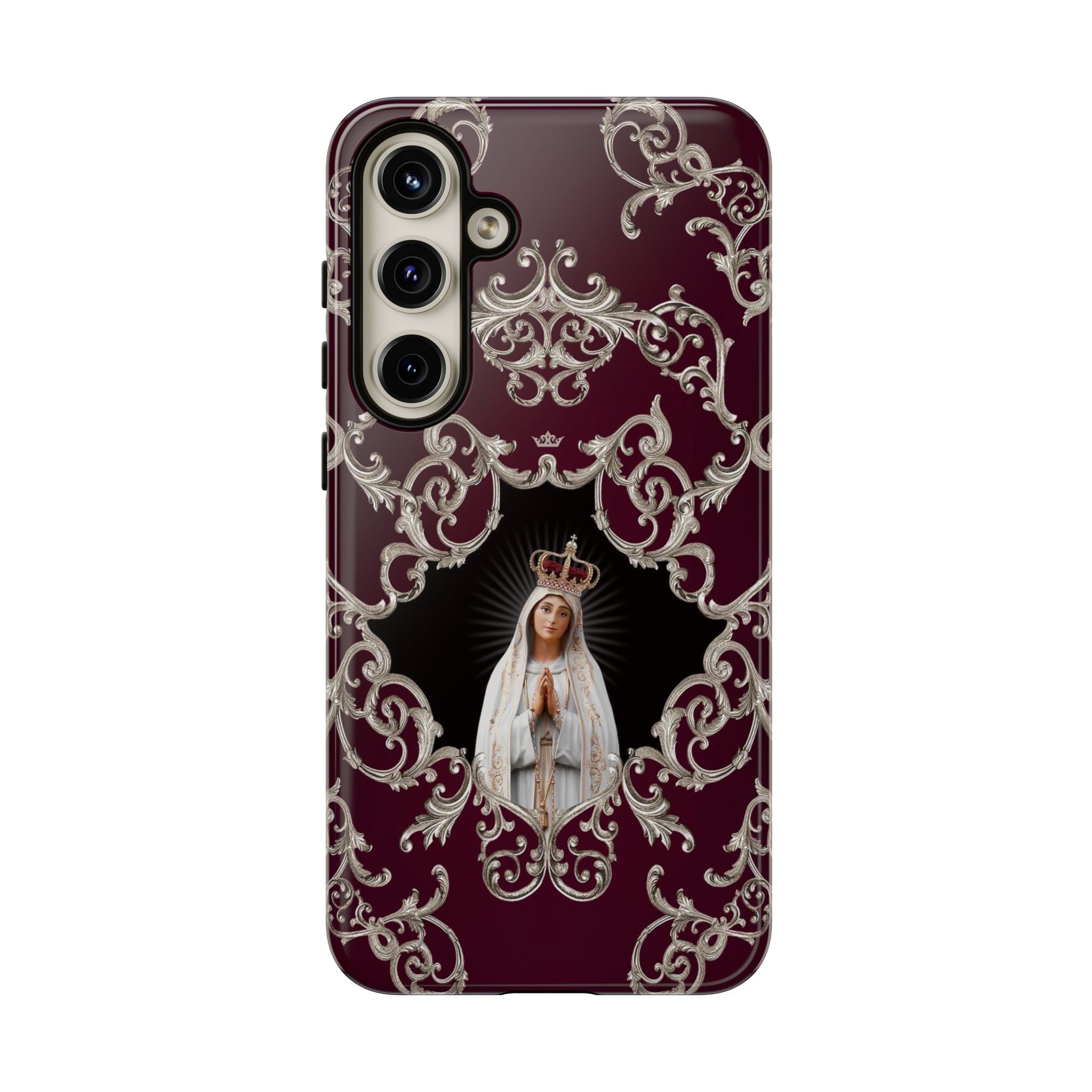 Our Lady of Fatima Hard Phone Case (Baroque Mahogany)