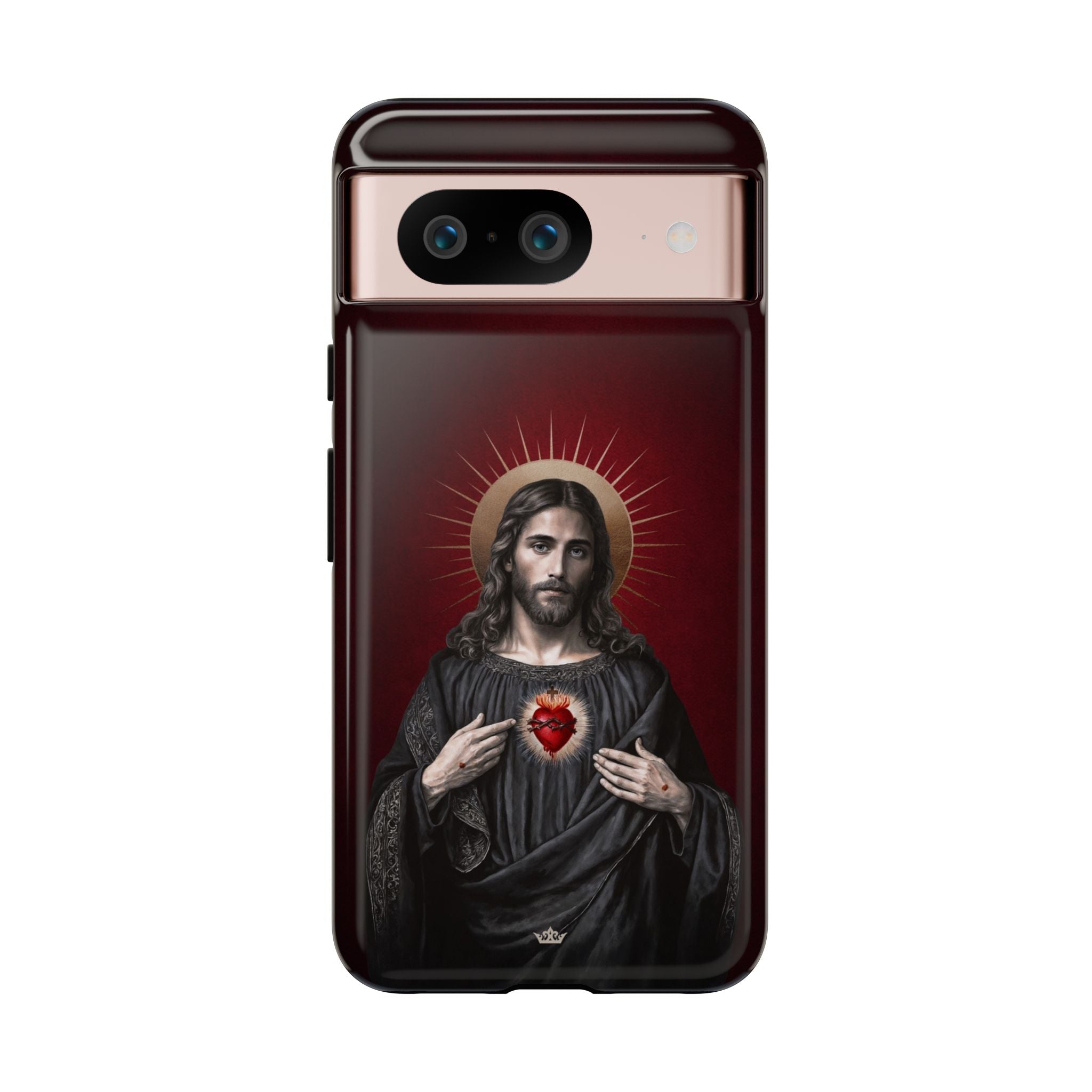 Sacred Heart of Jesus Hard Phone Case (Vintage Garnet)