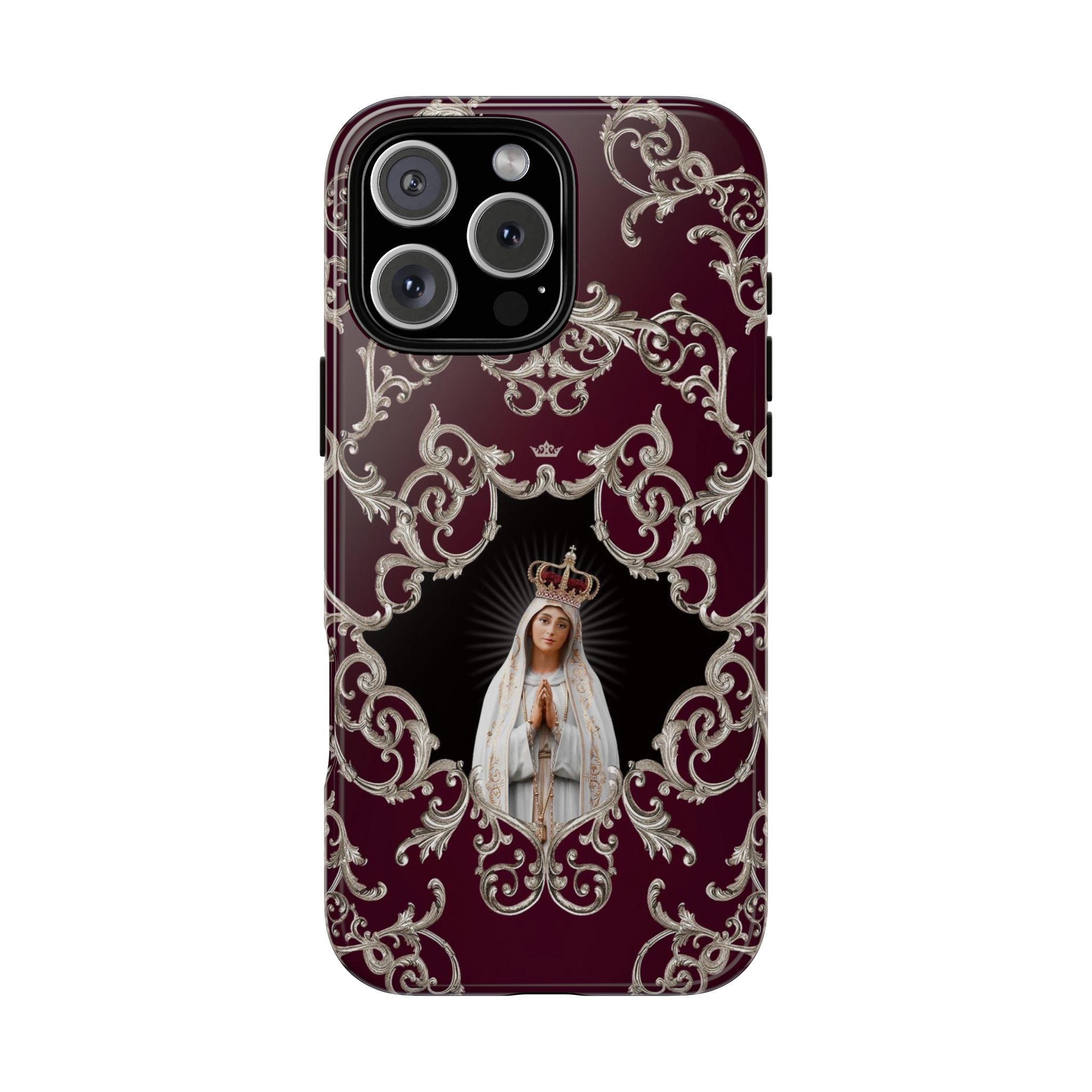 Our Lady of Fatima Hard Phone Case (Baroque Mahogany)