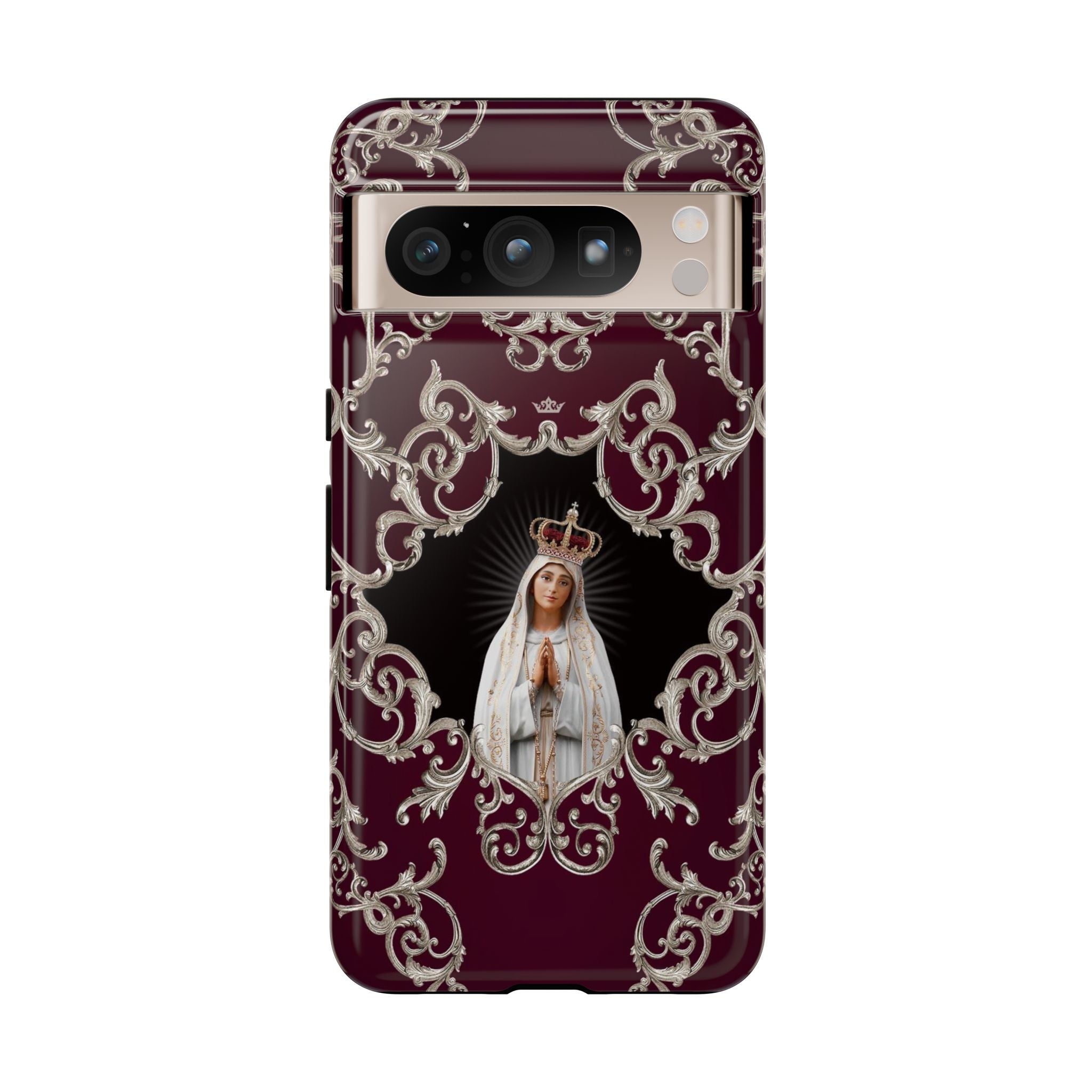 Our Lady of Fatima Hard Phone Case (Baroque Mahogany)