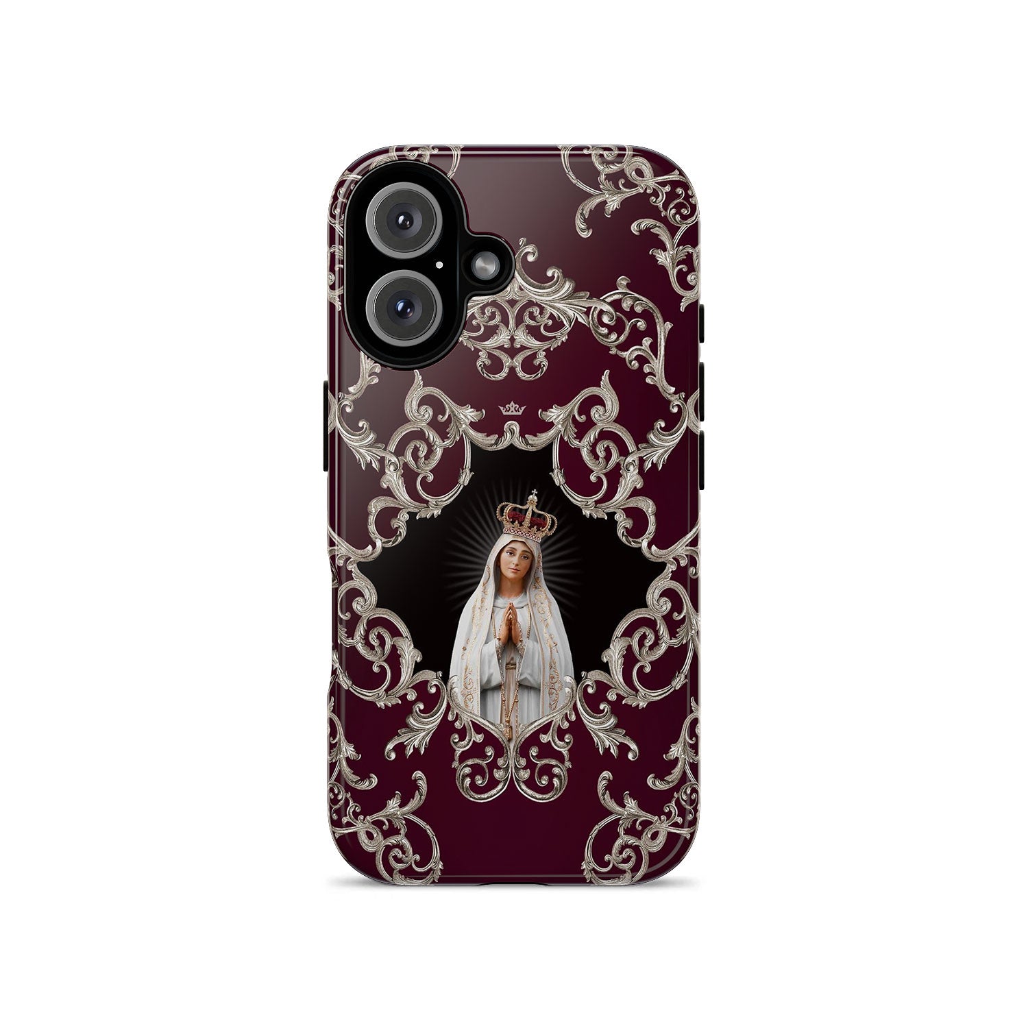 Our Lady of Fatima Hard Phone Case (Baroque Mahogany)