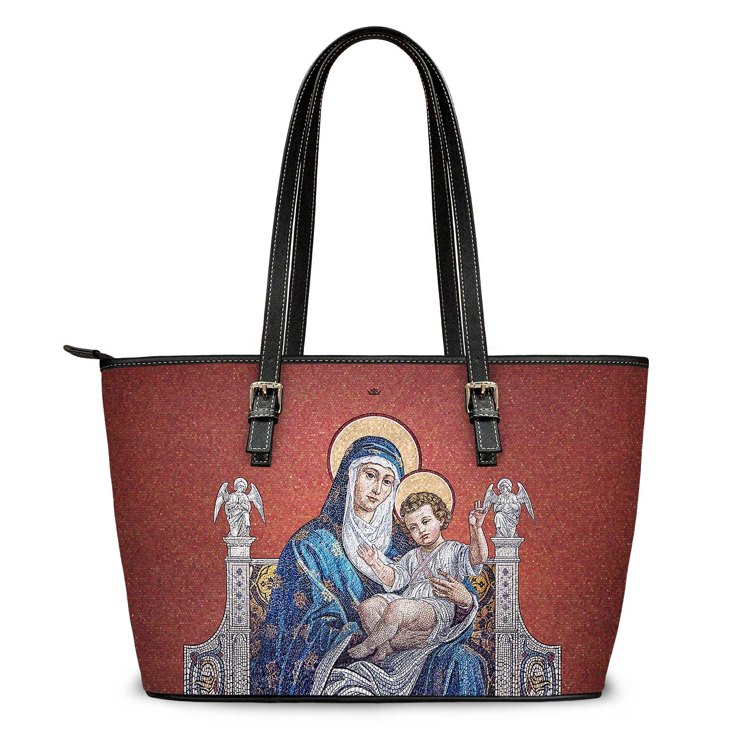 Mosaic Madonna and Child Tote Bag (Royal Red) - VENXARA®