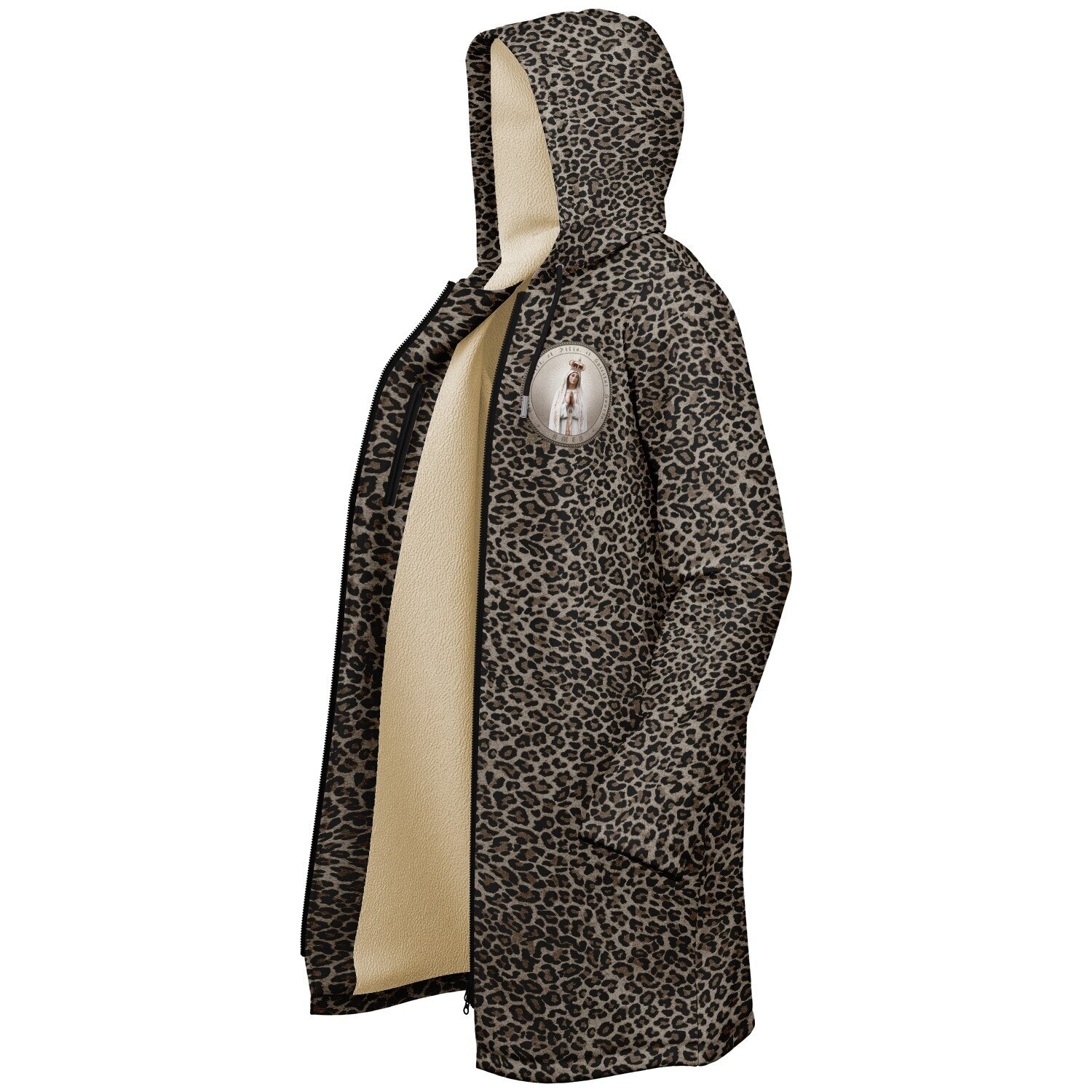 Our Lady of Fatima Zipper Microfleece Cloak (Bold Leopard) - VENXARA®