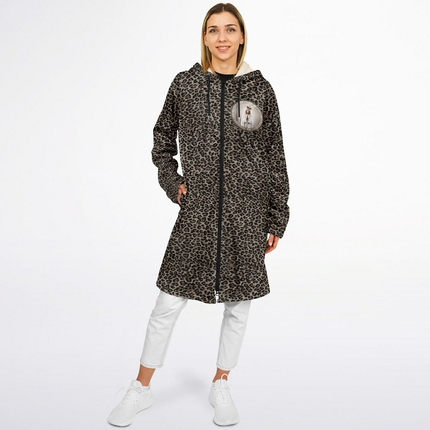 Our Lady of Fatima Zipper Microfleece Cloak (Bold Leopard) - VENXARA®