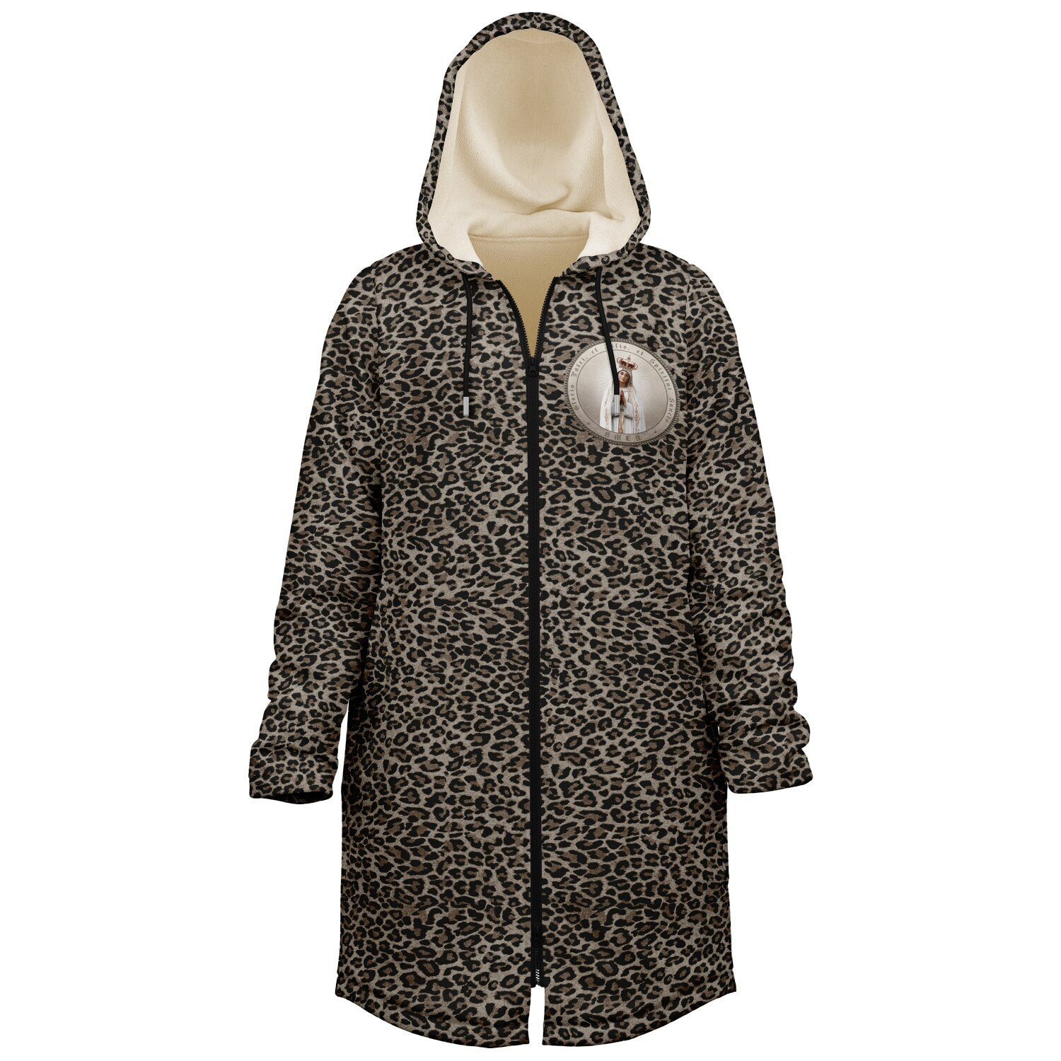 Our Lady of Fatima Zipper Microfleece Cloak (Bold Leopard) - VENXARA®