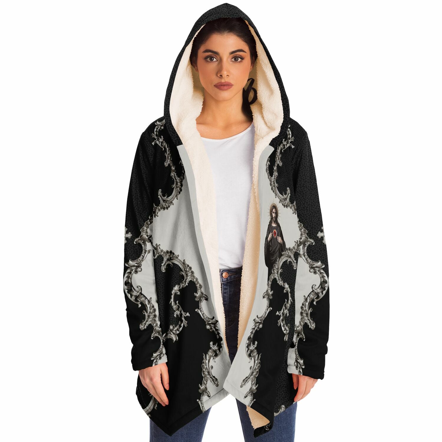 Sacred Heart of Jesus Microfleece Cloak (Baroque Leopard) - VENXARA®