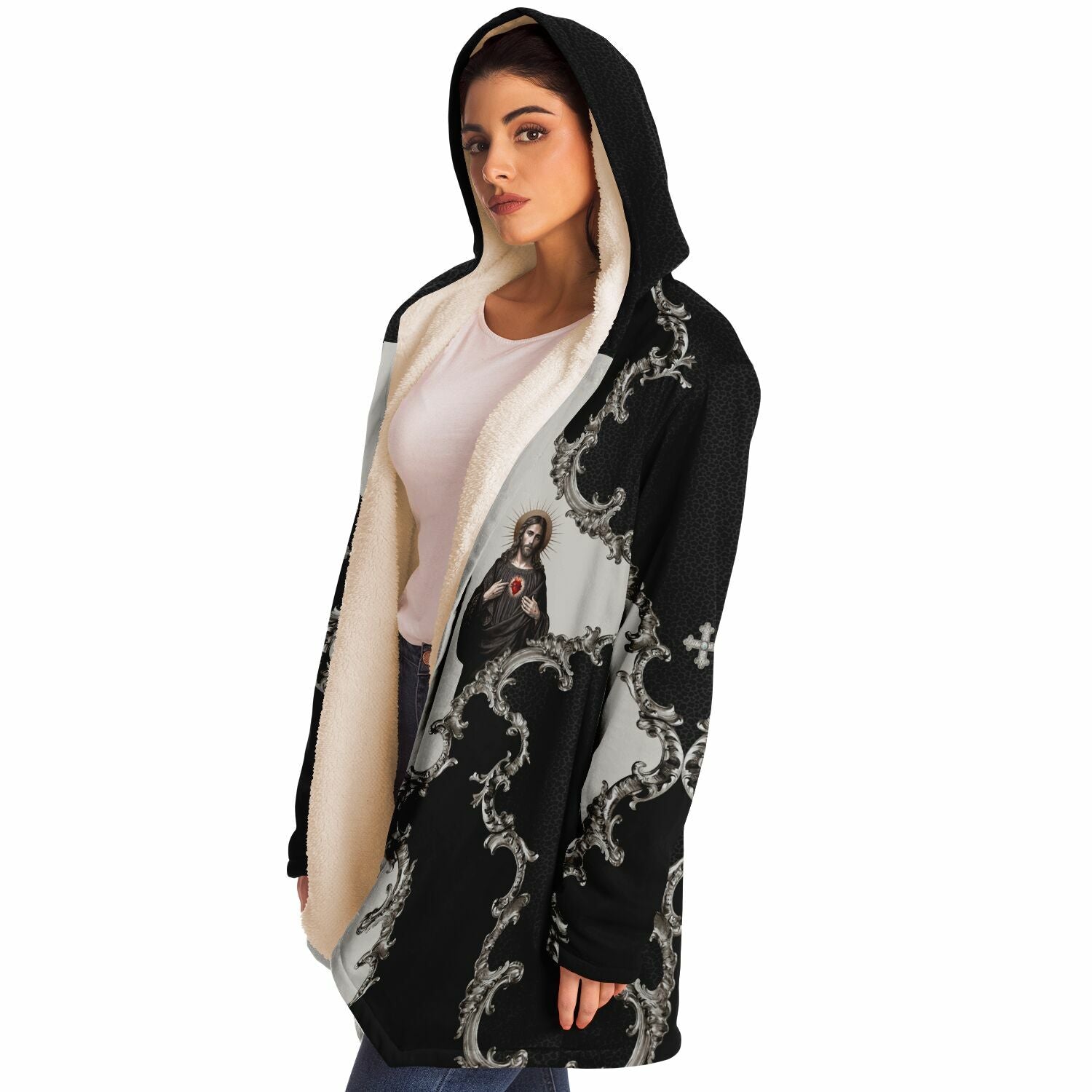 Sacred Heart of Jesus Microfleece Cloak (Baroque Leopard) - VENXARA®