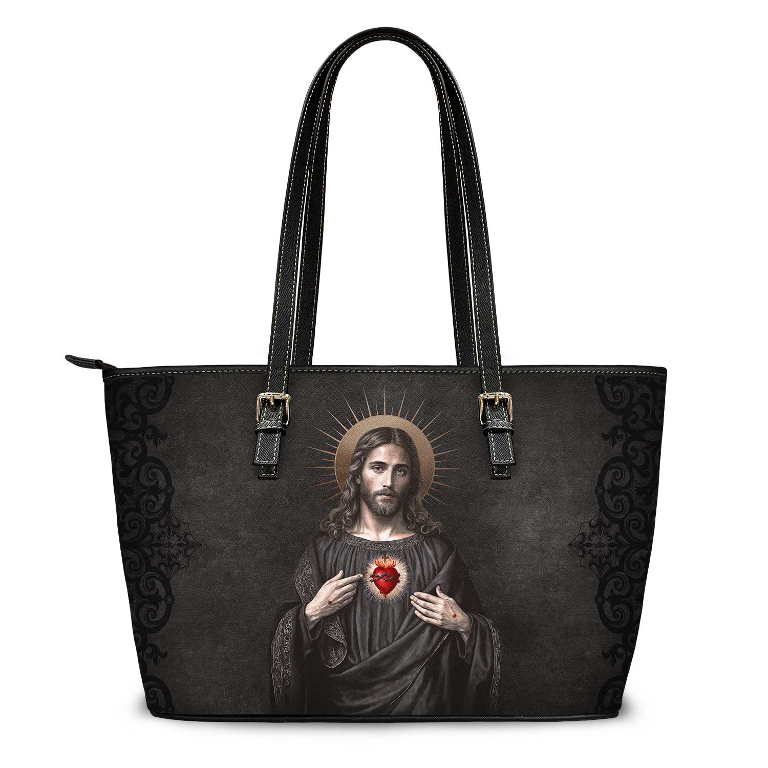 Sacred Heart of Jesus Tote Bag (Vintage Black) - VENXARA®