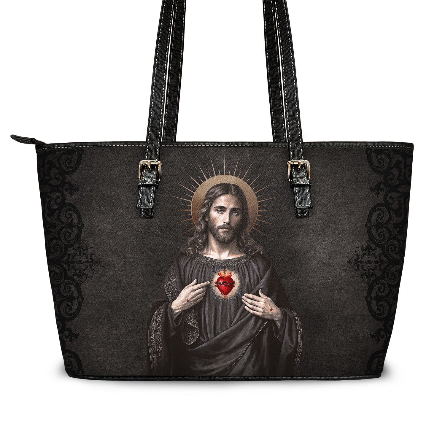 Sacred Heart of Jesus Tote Bag (Vintage Black) - VENXARA®