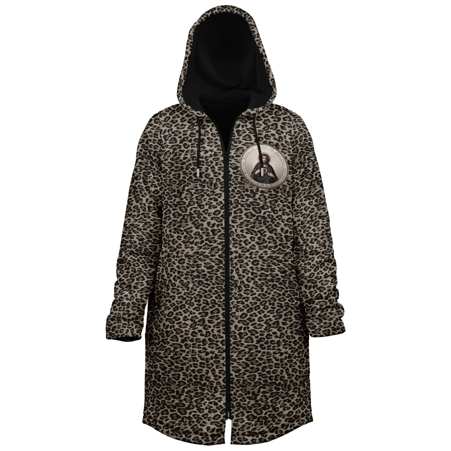 Sacred Heart of Jesus Zipper Microfleece Cloak (Bold Leopard) - VENXARA®