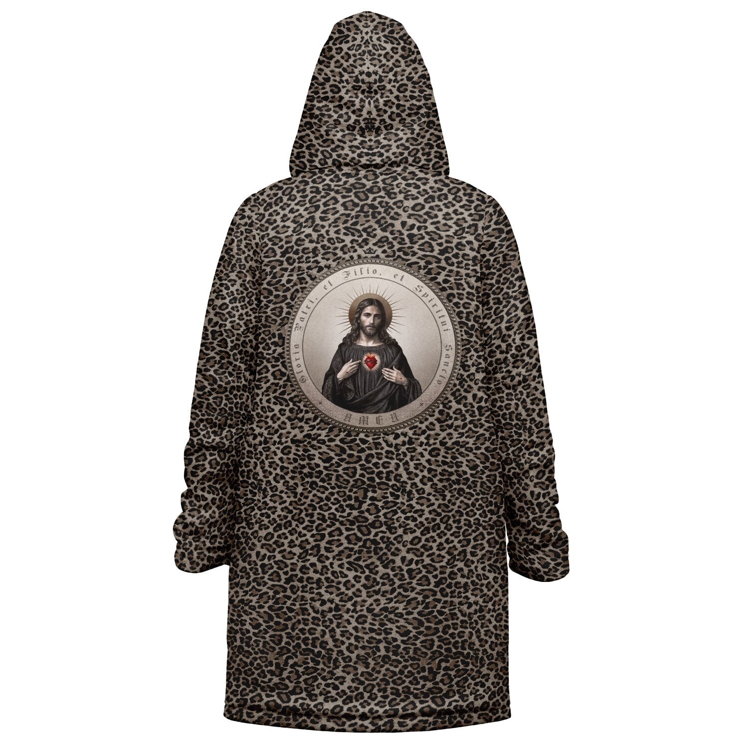 Sacred Heart of Jesus Zipper Microfleece Cloak (Bold Leopard) - VENXARA®