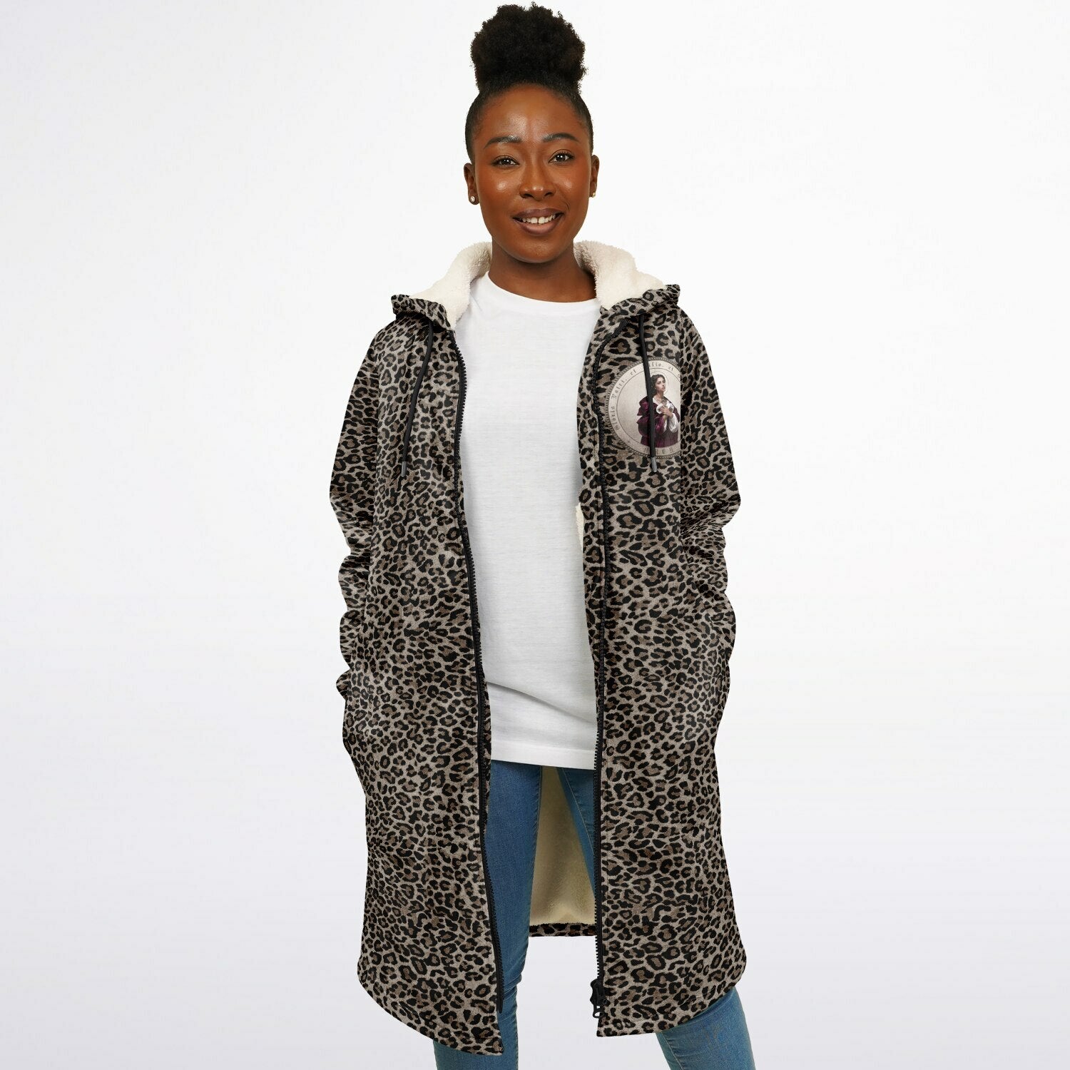 St. Agatha Zipper Microfleece Cloak (Bold Leopard) - VENXARA®