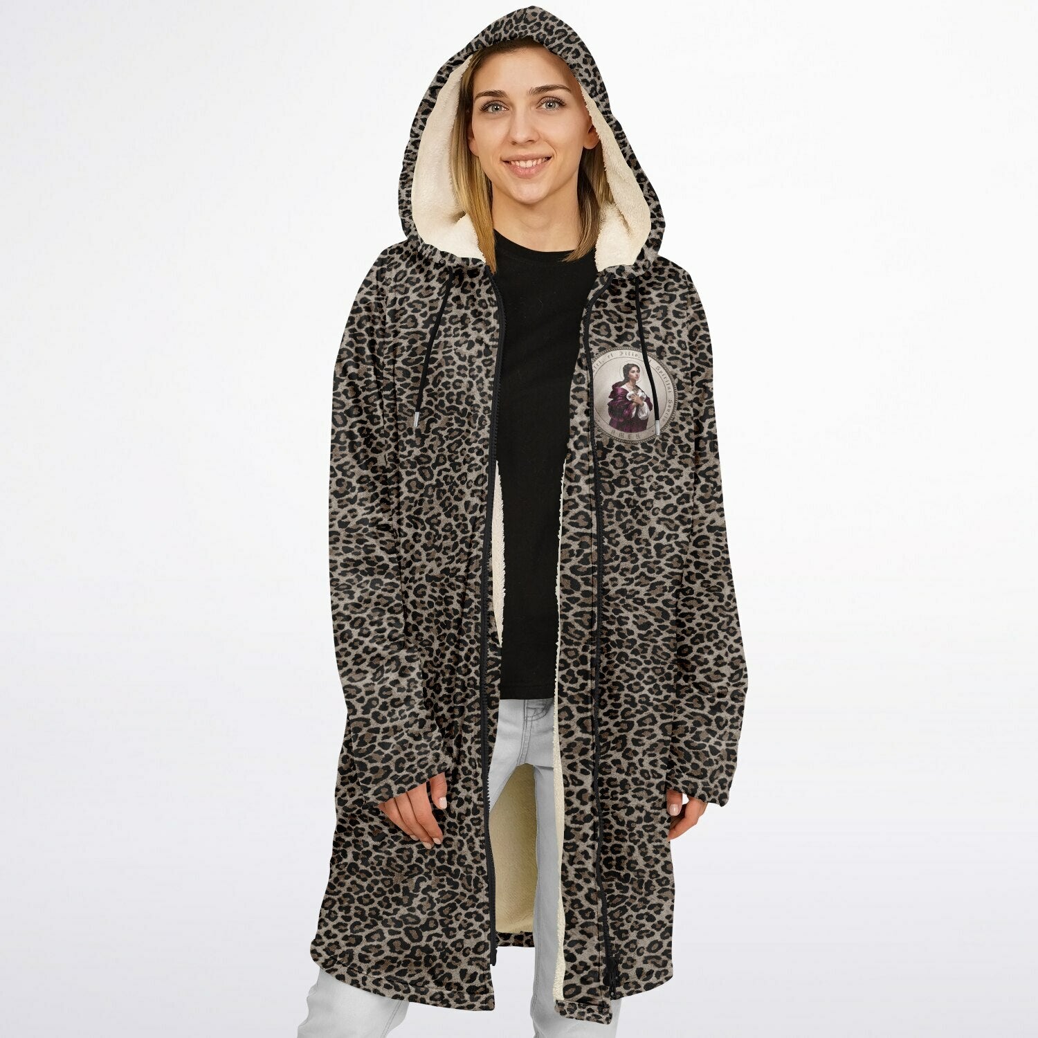 St. Agatha Zipper Microfleece Cloak (Bold Leopard) - VENXARA®