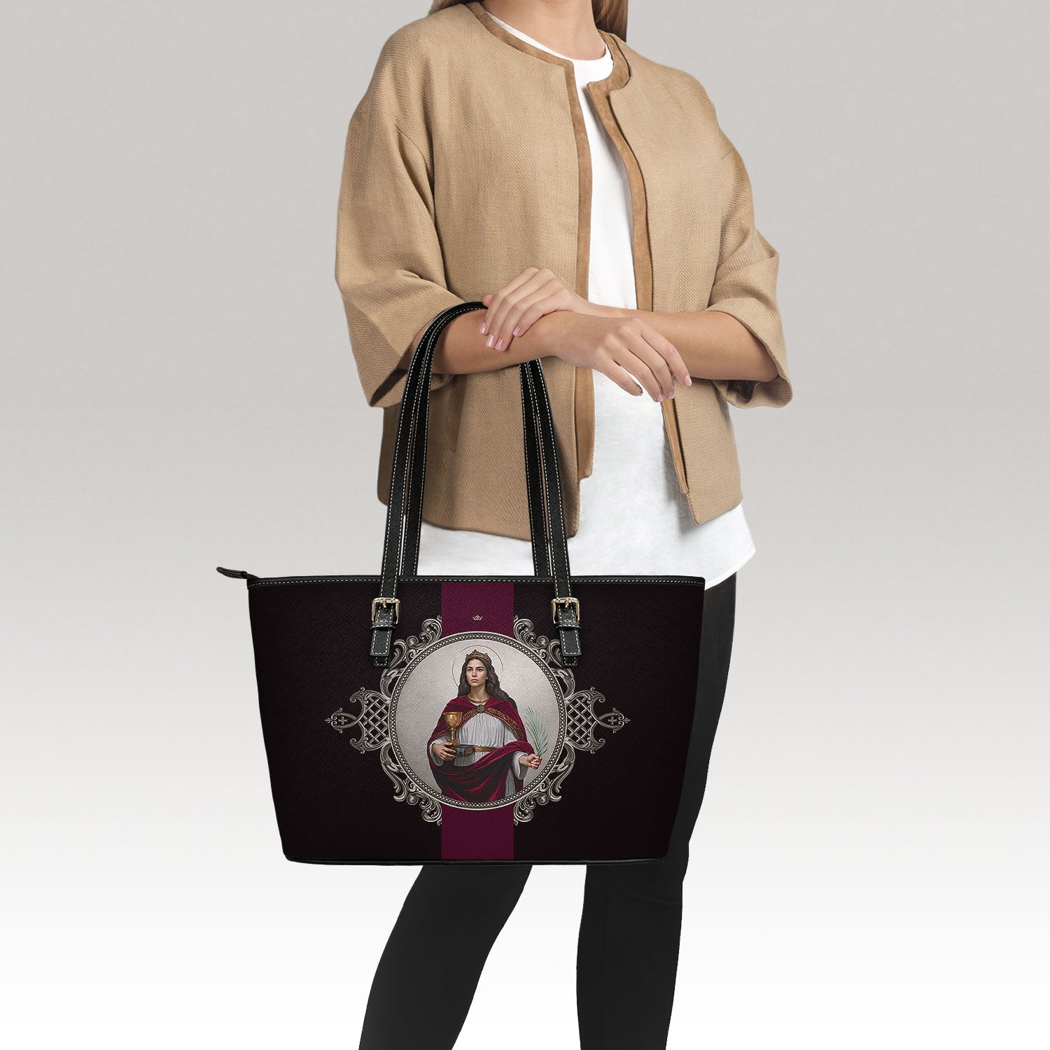 St. Barbara Medallion Tote Bag (Black) - VENXARA®