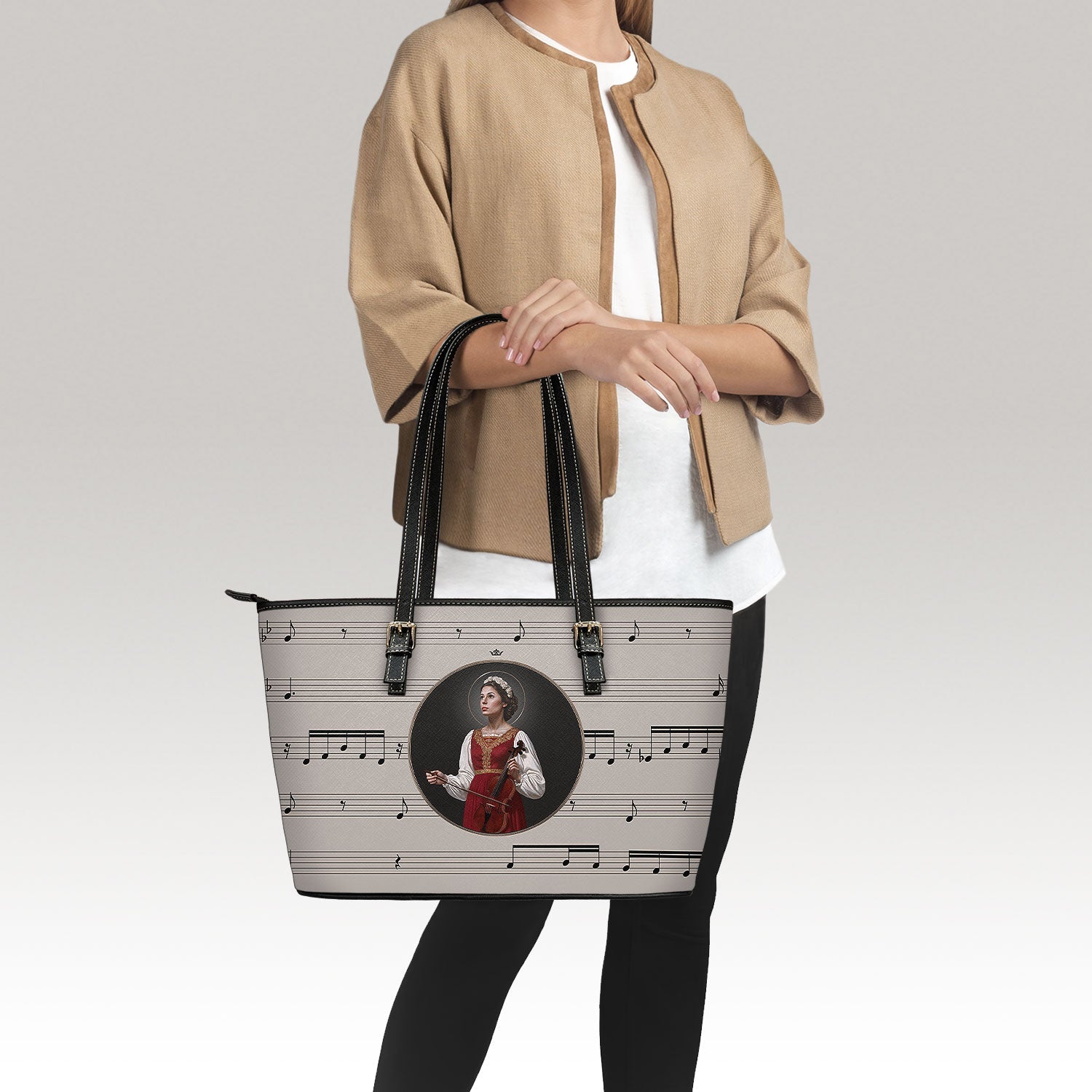 St. Cecilia Tote Bag (Music Notes Sand) - VENXARA®