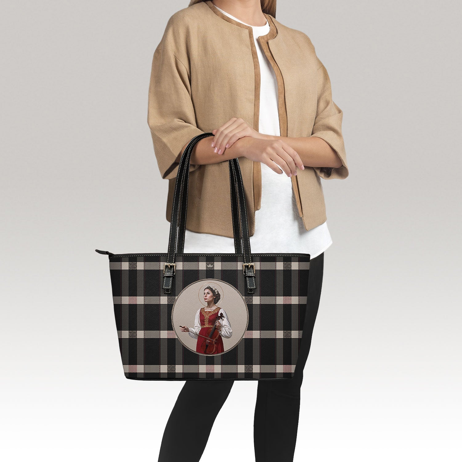 St. Cecilia Tote Bag (Plaid) - VENXARA®