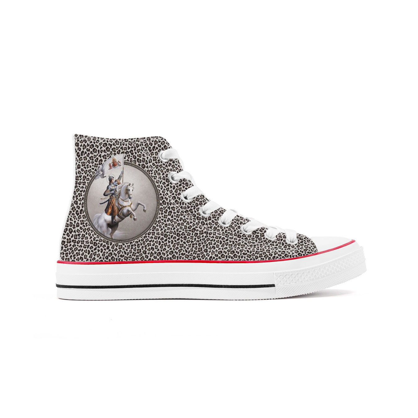 St. Joan of Arc In Battle Classic Canvas High Top Shoes (Leopard) - VENXARA®