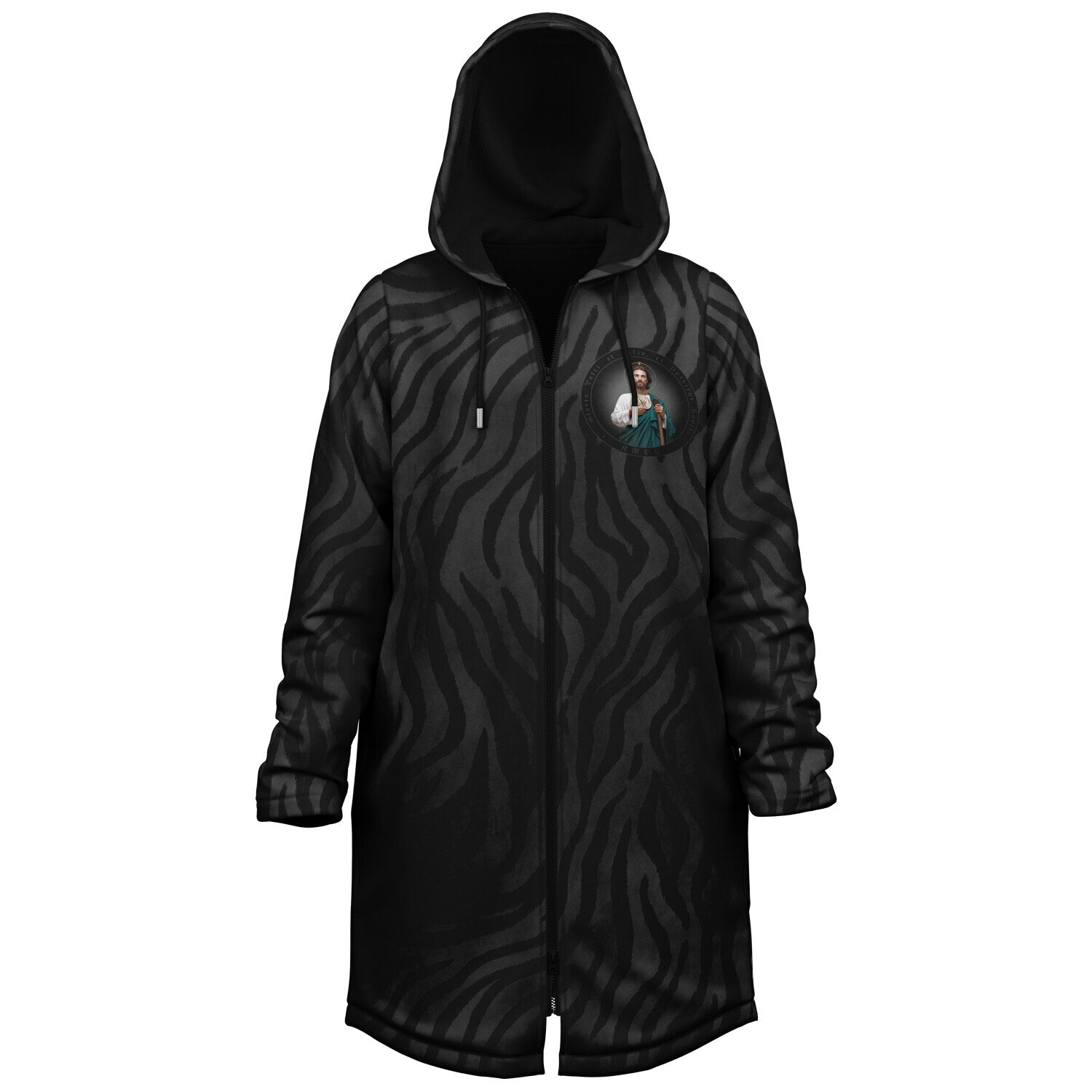 St. Jude Zipper Microfleece Cloak (Black Platinum Stripe) - VENXARA®