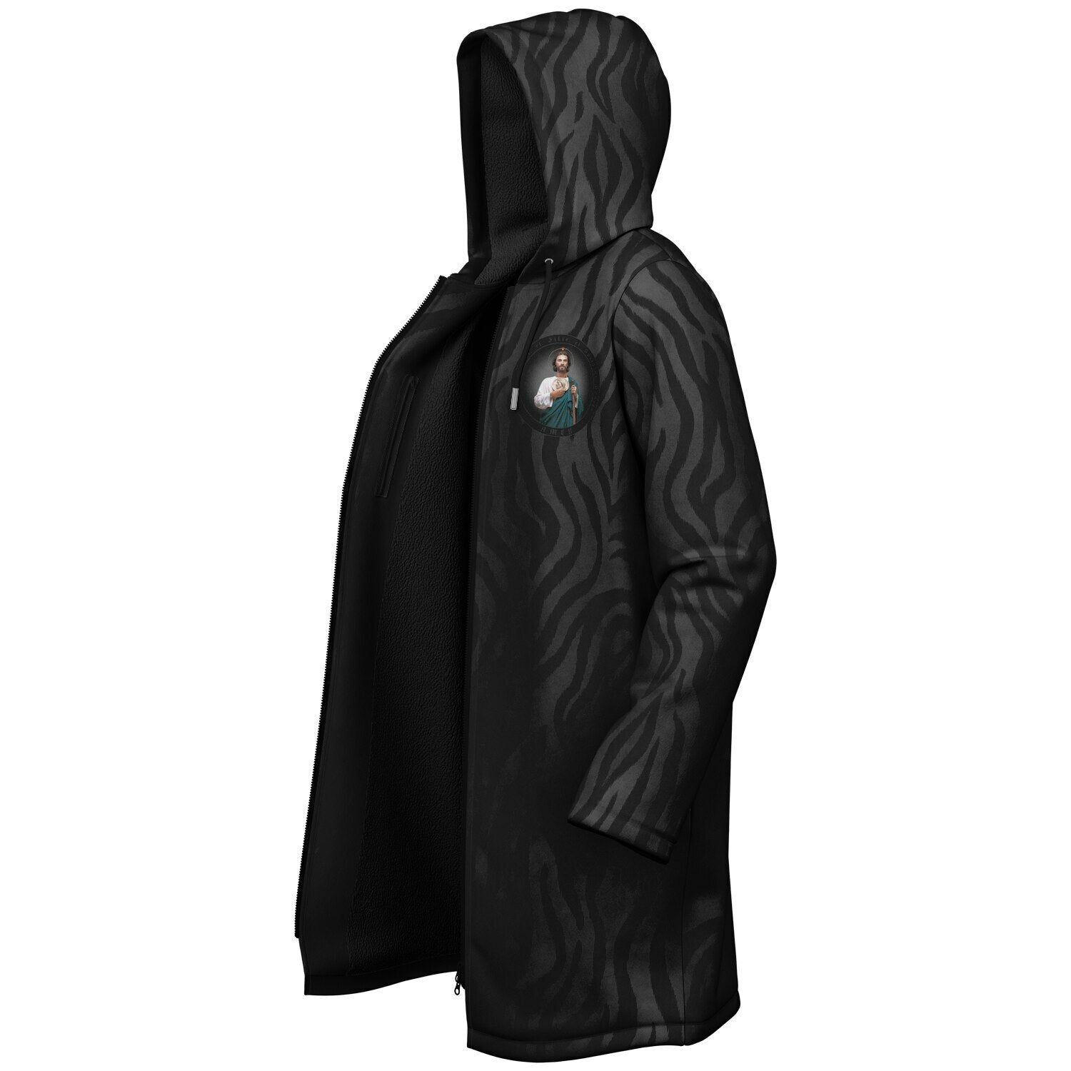 St. Jude Zipper Microfleece Cloak (Black Platinum Stripe) - VENXARA®